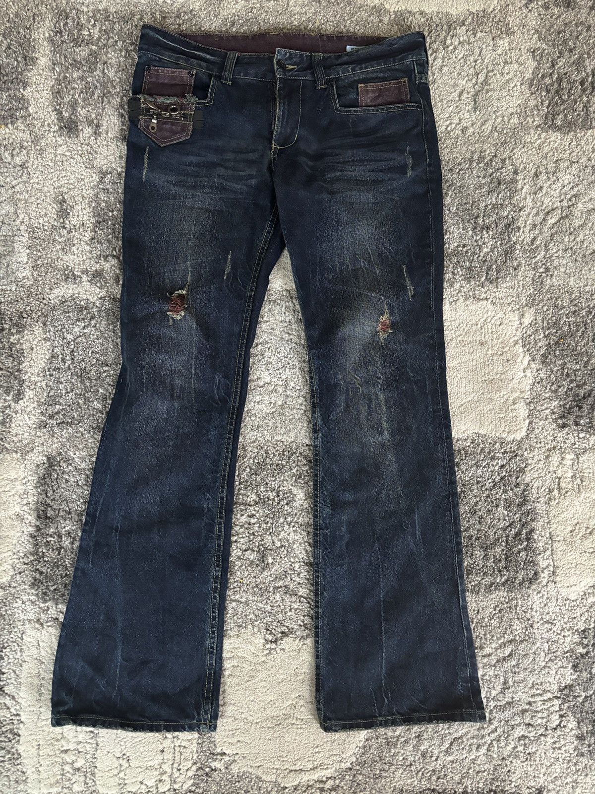 image of Tornado Mart x Vintage Y2K Flared Denim in Navy, Men's (Size 32)