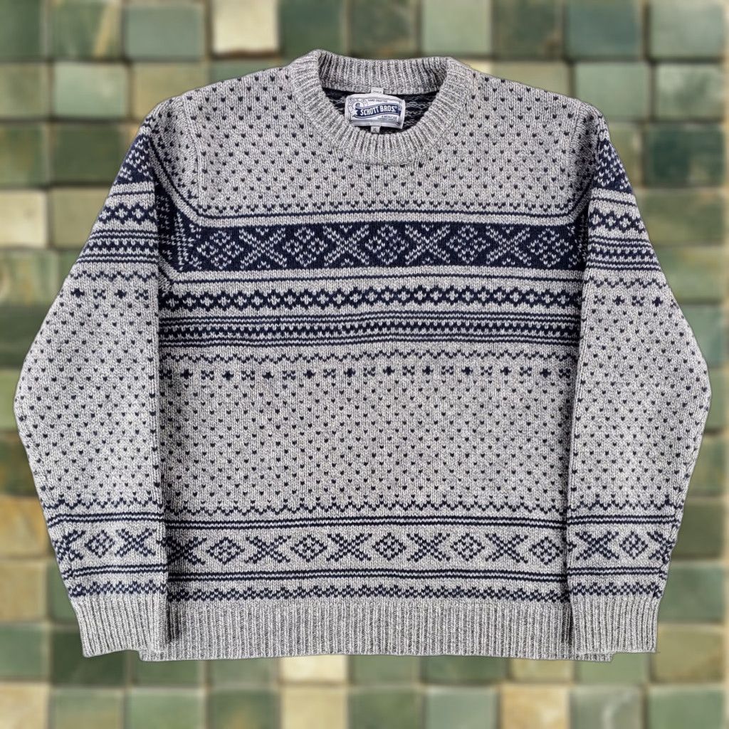 Schott Schott Bros Nordic Sweater Wool Blend Grey Blue Long Sleeve Mens XL Pullover Multicolor Size US XL / EU 56 / 4 - 1 Thumbnail