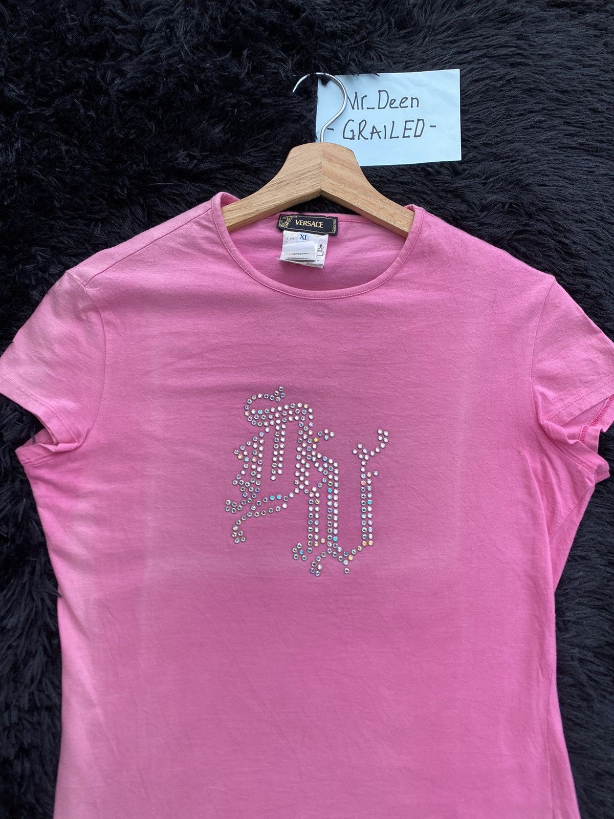 Versace Rare Vintage VERSACE Swarovski Pink Tshirt Size S / US 4 / IT 40 - 4 Thumbnail