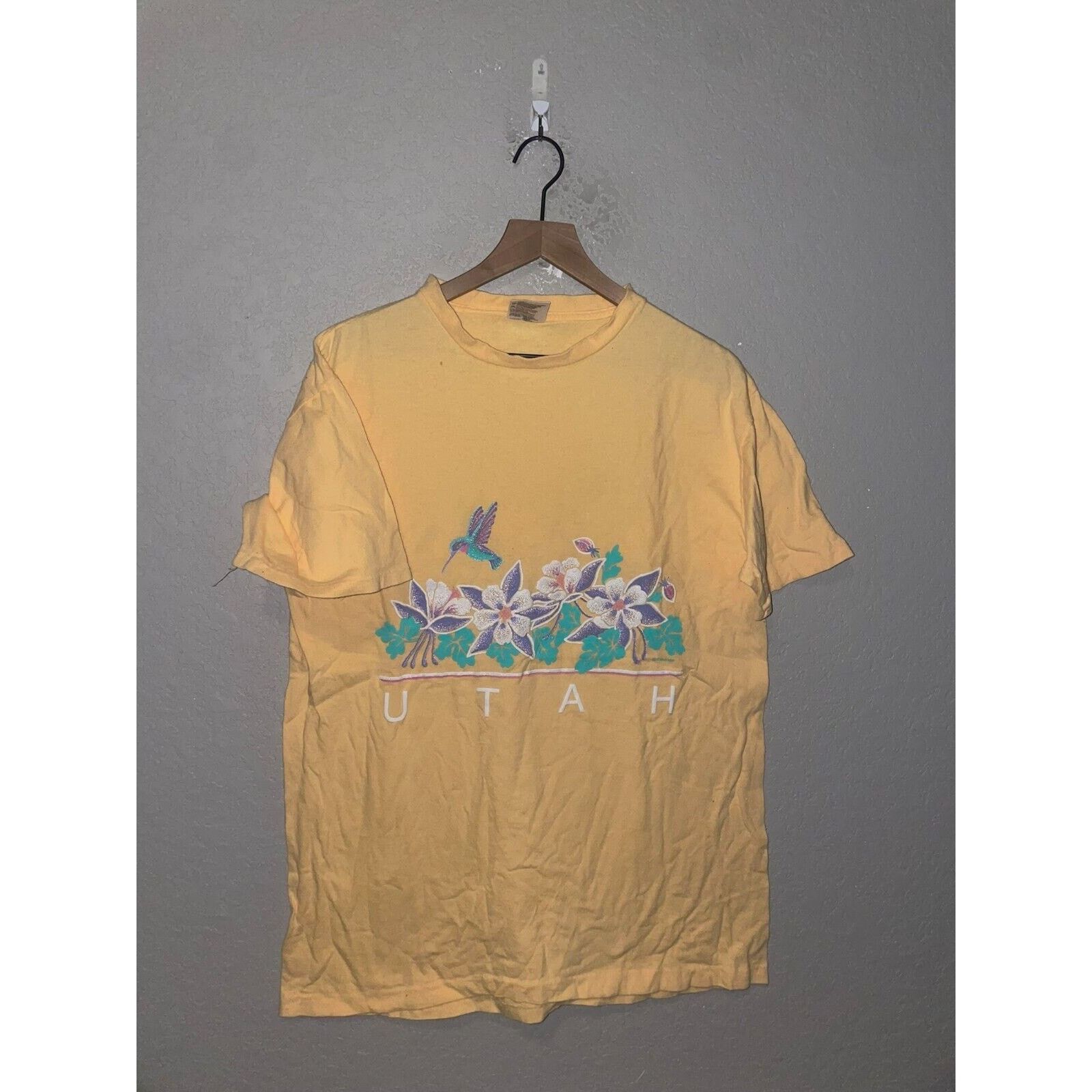 Vintage Vintage Test Print Shirt 90s Utah Wyoming Yellow Tee VTG L Size US L / EU 52-54 / 3 - 1 Thumbnail