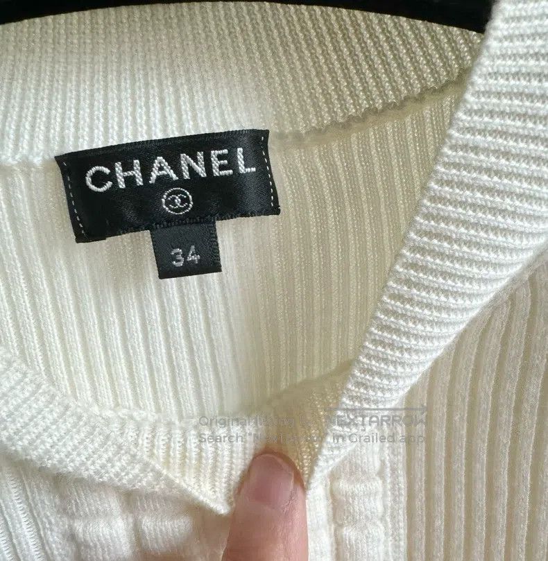 Chanel Chanel White knitted short-sleeved T-shirt Size XXS / US 00 / IT 34 - 4 Thumbnail