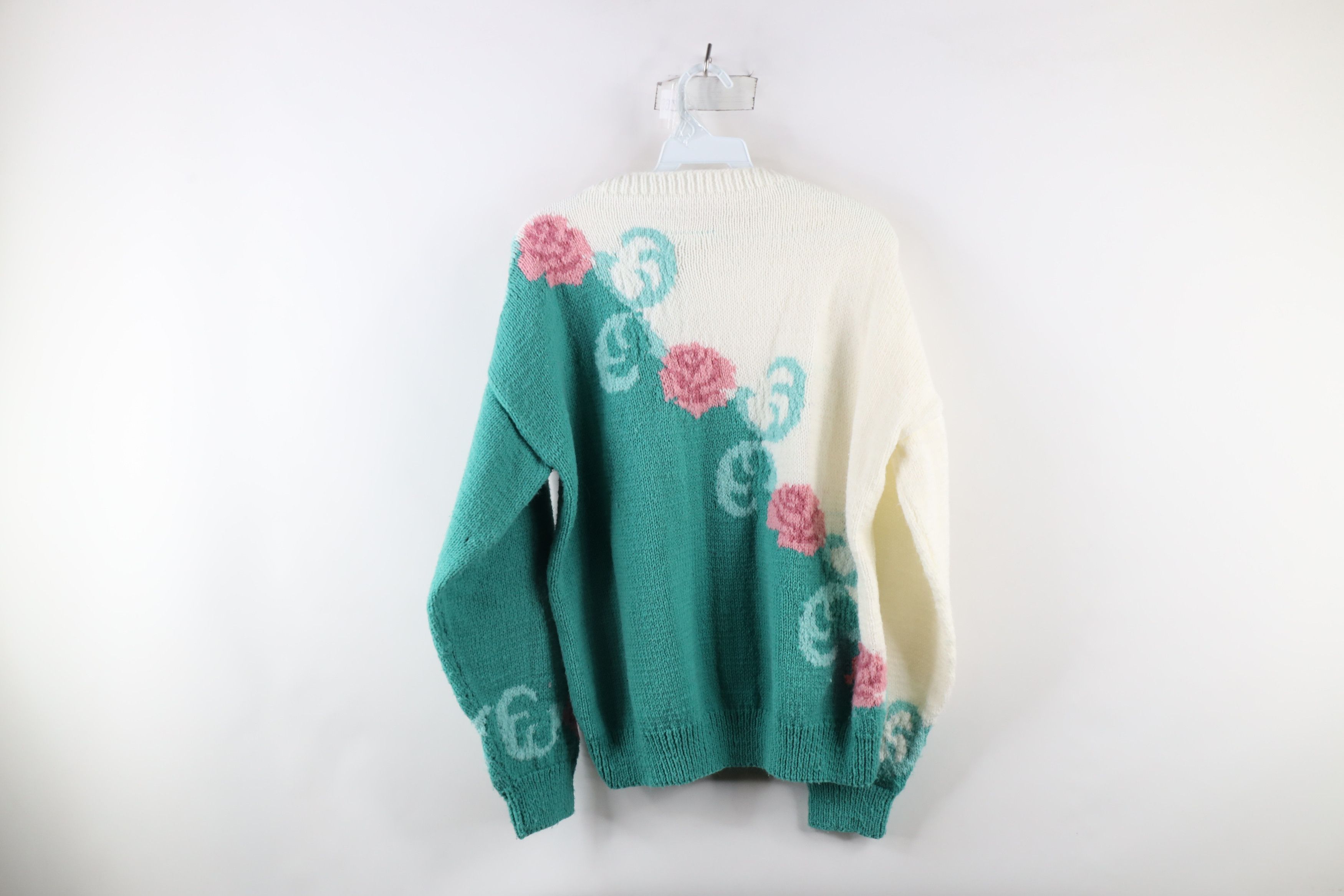 Vintage Vintage 90s Country Primitive Rose Flower Knit Sweater Size M / US 6-8 / IT 42-44 - 10 Thumbnail
