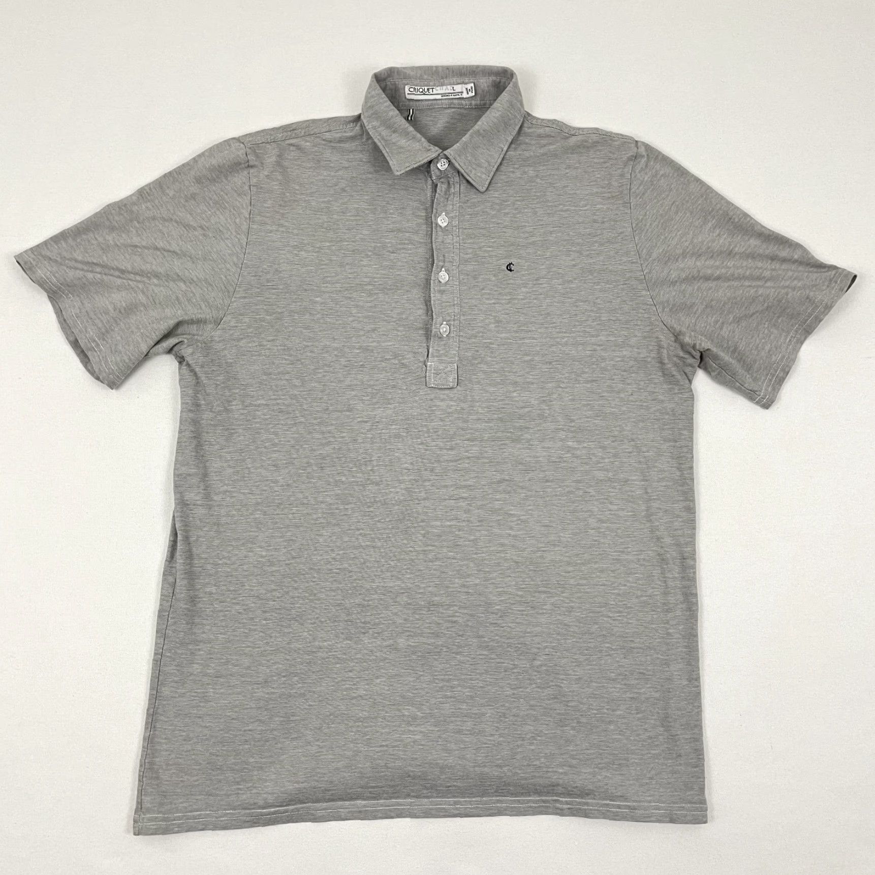 Vintage Criquet Polo Shirt Men Large Heather Gray Knit Organic Cotton Casual Preppy Golf Size US L / EU 52-54 / 3 - 2 Thumbnail