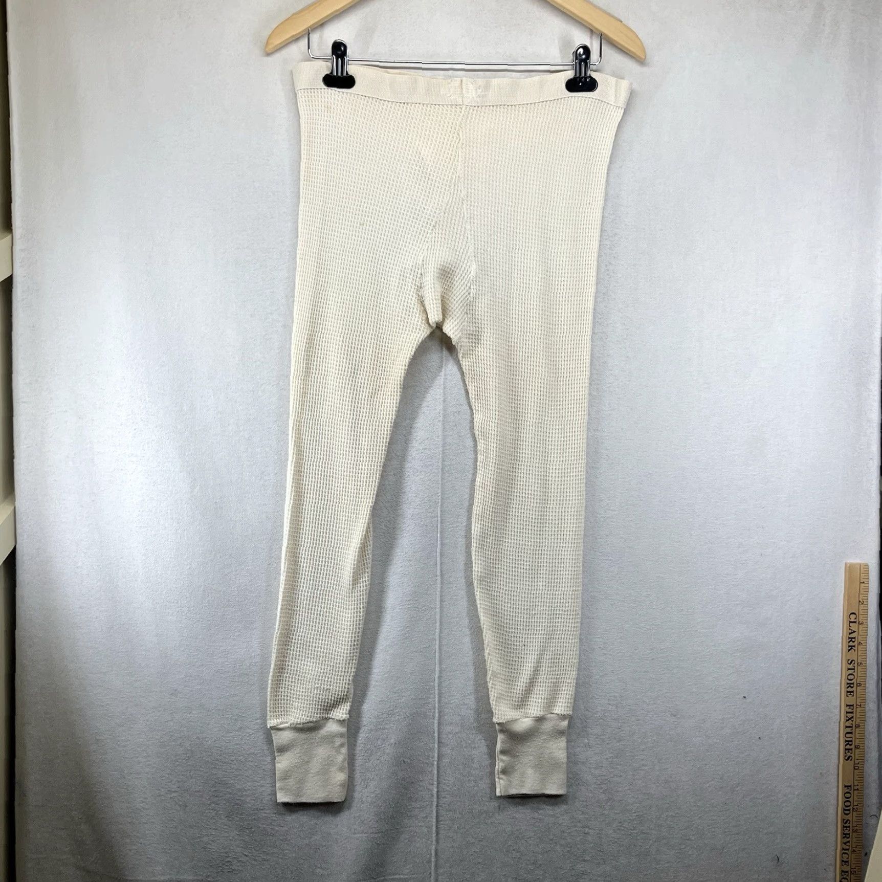 Dickies VINTAGE Dickies Thermal Long John Pants Base Layers M 34x24 Ivory Cotton Polyester Knit Regular Tapered Ankle Men 80s 70s Outdoor Retro Size US 31 - 2 Thumbnail
