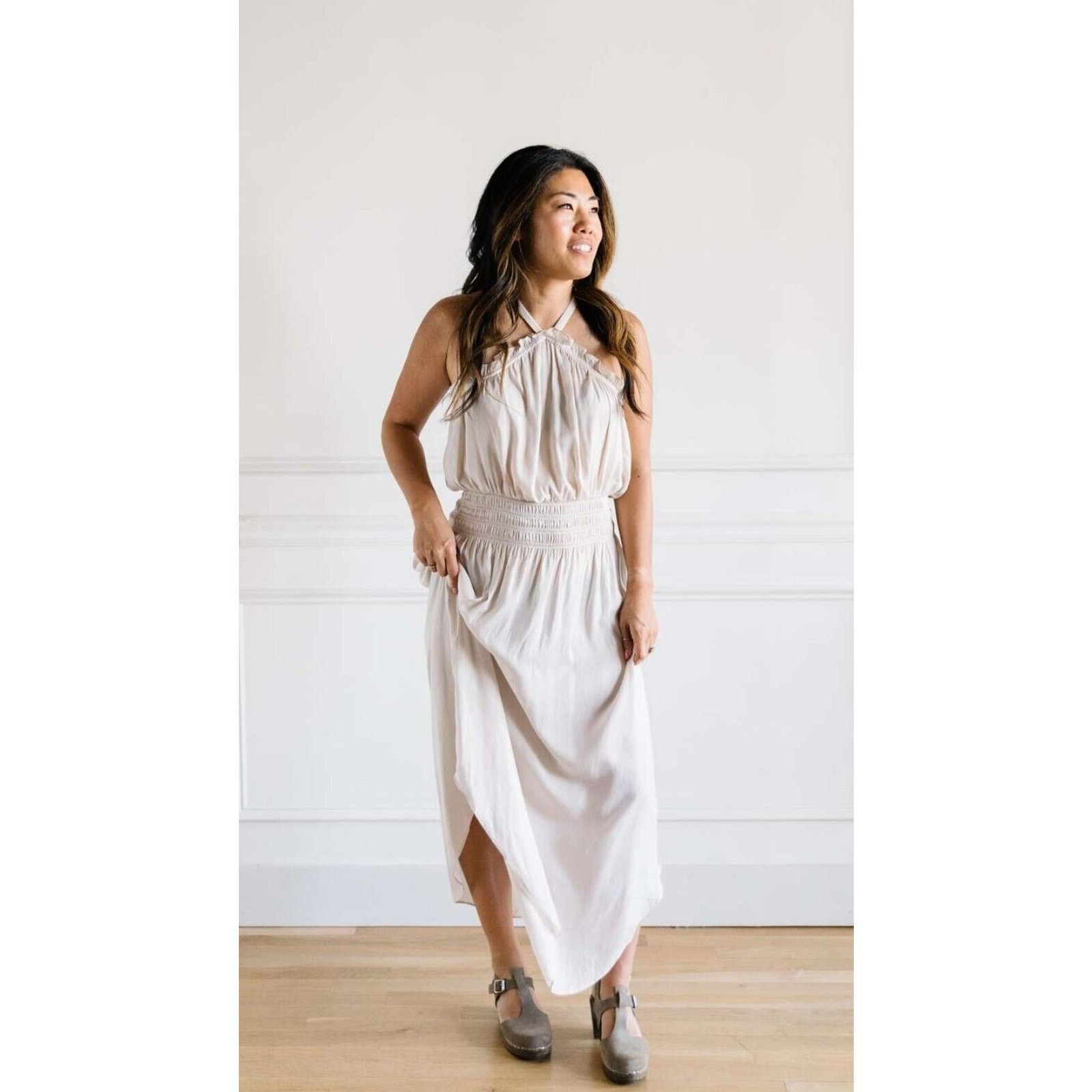 Other Muse Bohemian Flowy Midi Drape Dress Green High Neck Boho M Size M / US 6-8 / IT 42-44 - 1 Thumbnail