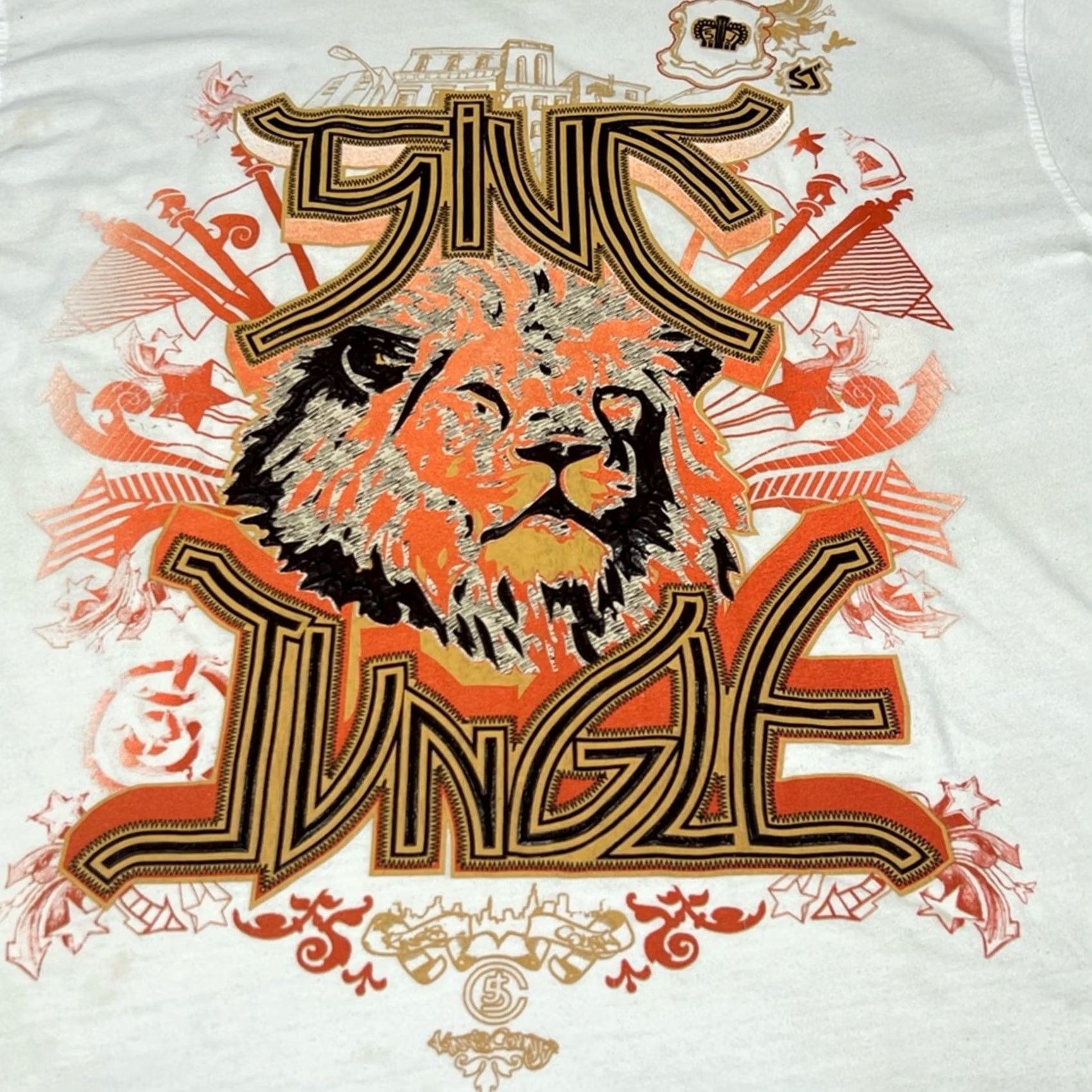 Vintage VINTAGE 5ive Jungle Embossed White Lion Shirt 3XL Men Size US XXL / EU 58 / 5 - 3 Thumbnail
