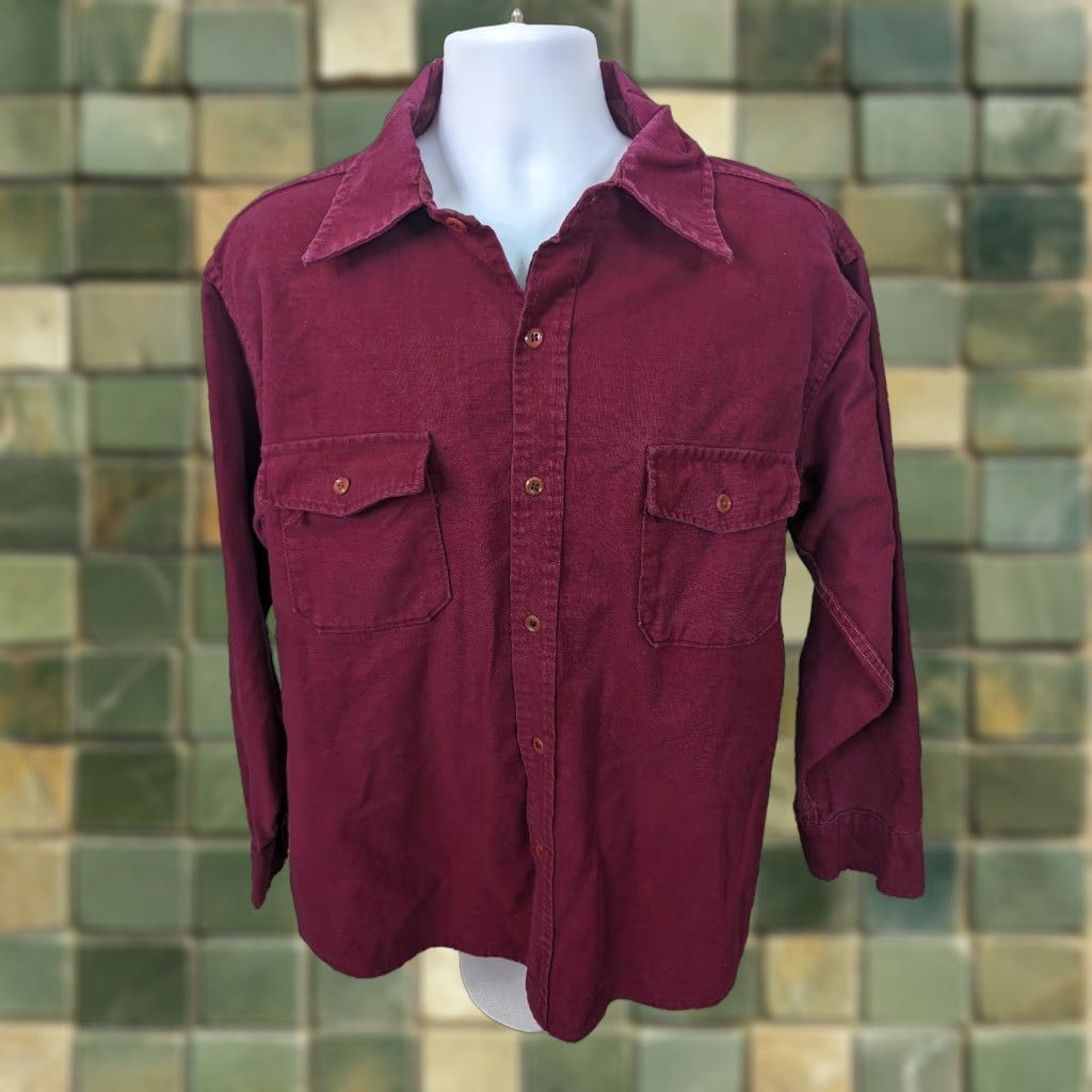Orvis VINTAGE Orvis Shirt Mens XL Red Chamois Long Sleeve Button Up Flannel Size US XL / EU 56 / 4 - 1 Thumbnail