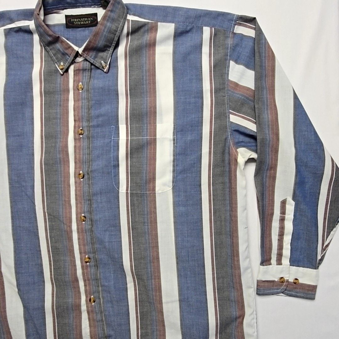 Other Vintage Johnathan Stewart Striped Shirt Blue Mens XL Size US XL / EU 56 / 4 - 2 Thumbnail