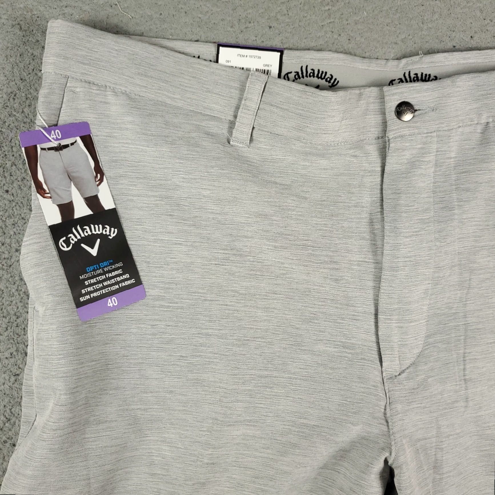 Callaway Callaway Shorts Mens Flat Front Chino Gray 40 IN Regular Waist Size 40 Casual Golf Logo Pockets Size US 40 / EU 56 - 2 Thumbnail