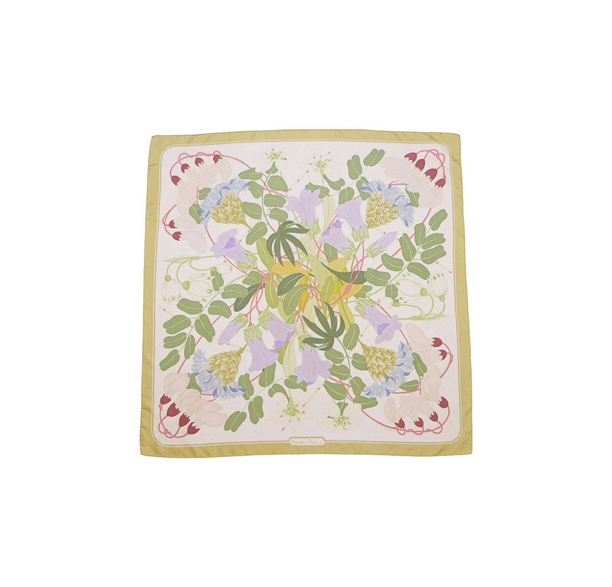 image of Hermes Carre 90 "flora Graeca" Silk Scarf Shawl in Green, Women's