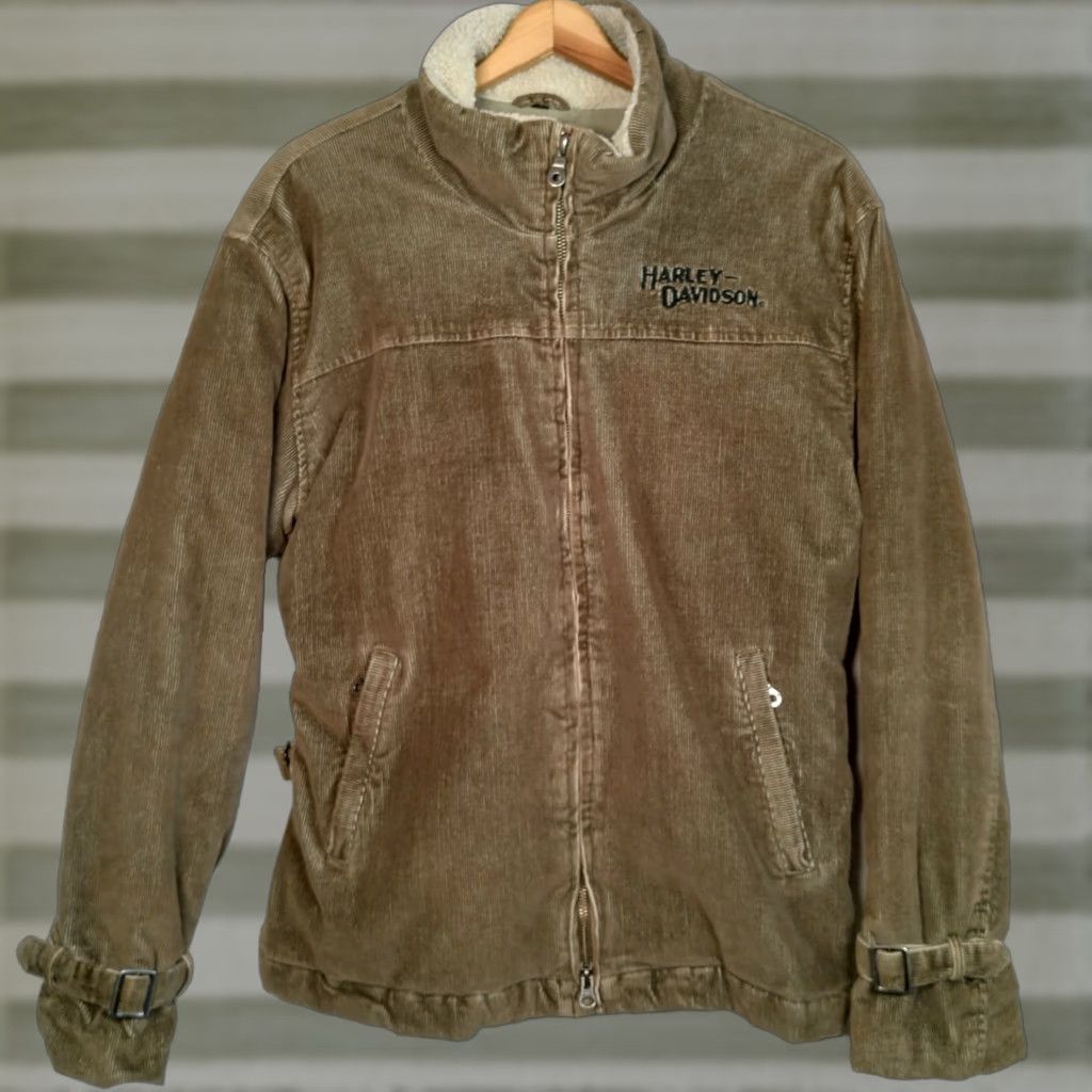 Harley Davidson VINTAGE Harley-Davidson Jacket Women Large Corduroy Quilted Biker Motorcycle Size L / US 10 / IT 46 - 1 Thumbnail