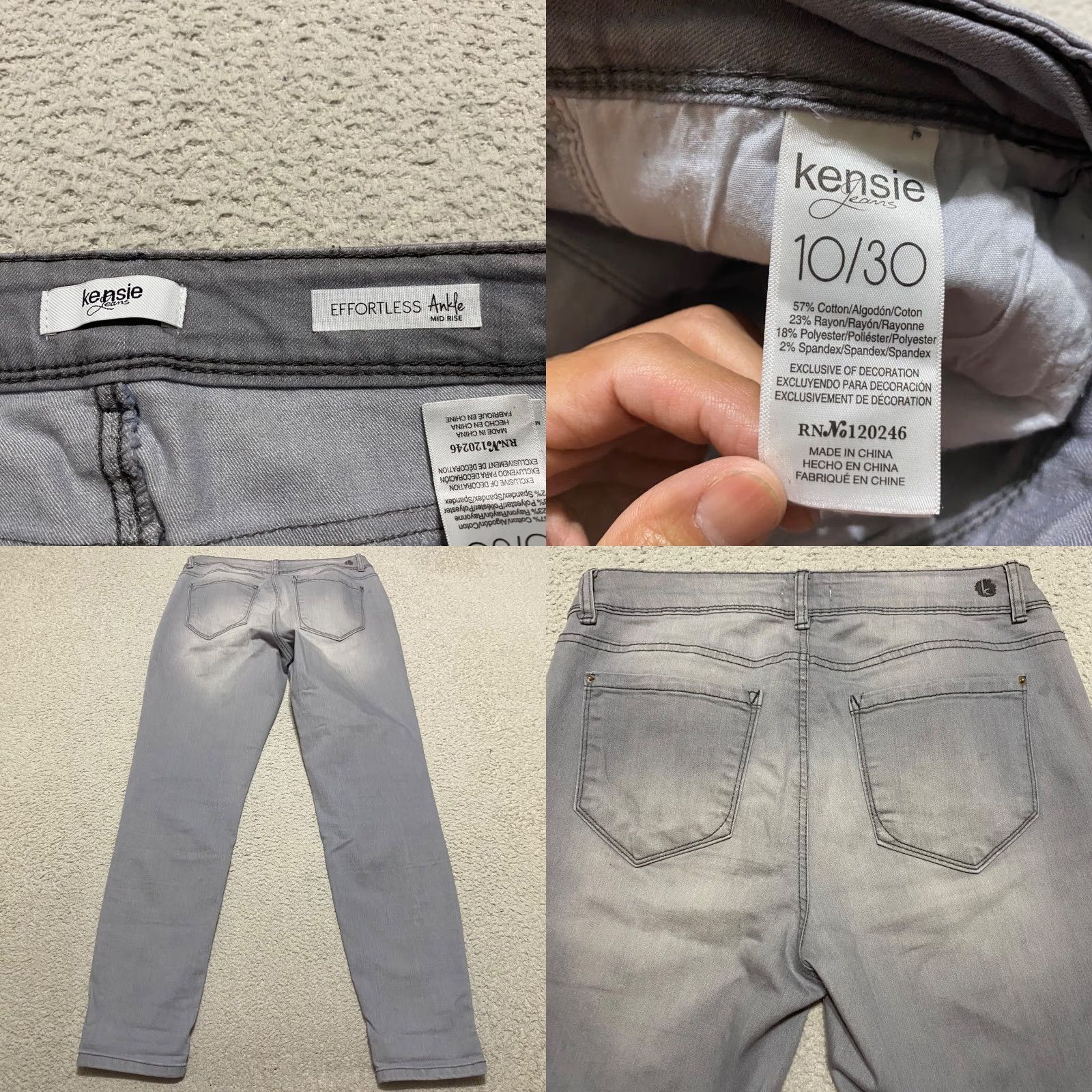 Vintage Kensie Womens Jeans 10 Gray Denim Medium Wash Mid Rise Effortless Ankle Skinny Jeans Adult Regular 10 Jeans Gray Kensie Girl Size 32" / US 10 / IT 46 - 8 Thumbnail