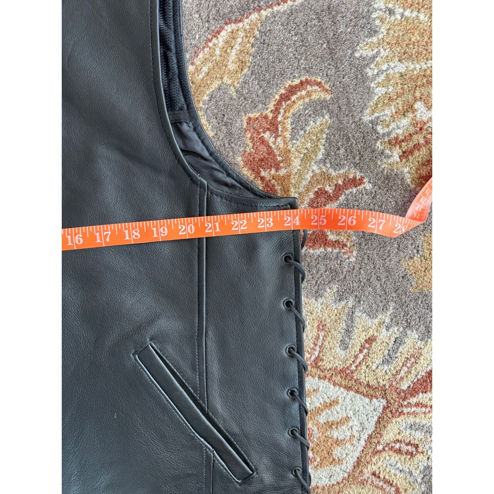 Other UNIK Premium leather motorcycle vest snap-front side laces Size US XL / EU 56 / 4 - 9 Thumbnail