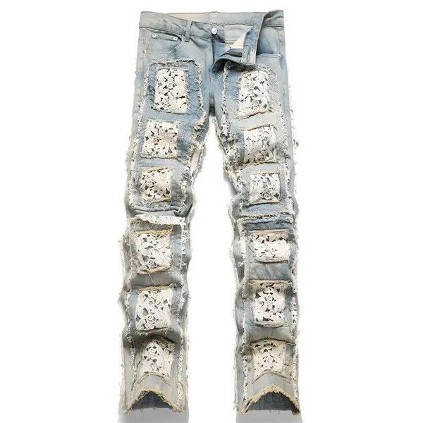Jean Kimura x Fujii Floral Patchwork Distressed Baggy Denim Jeans Size US 30 / EU 46 - 4 Thumbnail