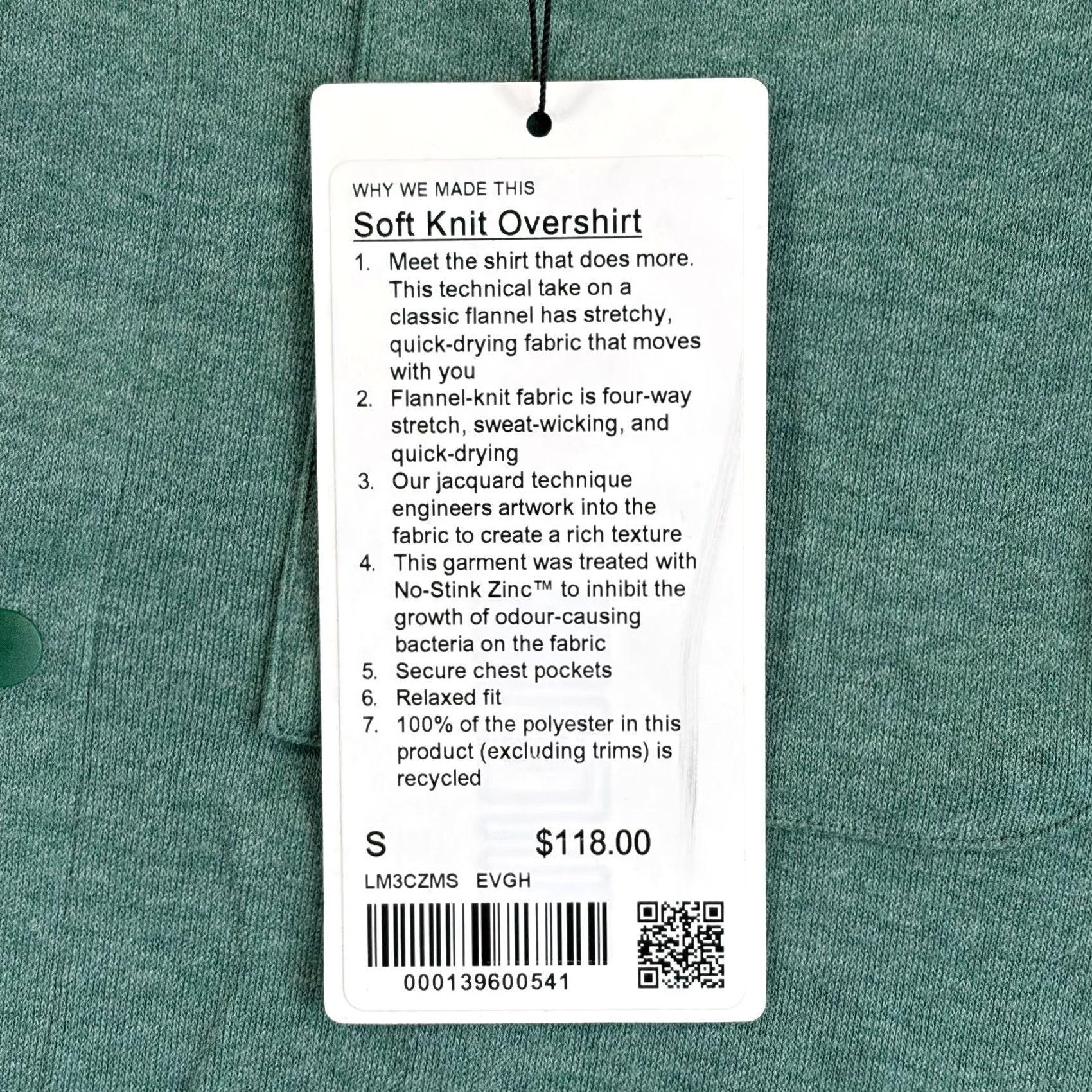 Lululemon Lululemon Button-Up Overshirt Men Small Green Plaid Knit Stretch Snap Collared Pocketed Vintage: No Relaxed Fit NWT Size US S / EU 44-46 / 1 - 4 Thumbnail