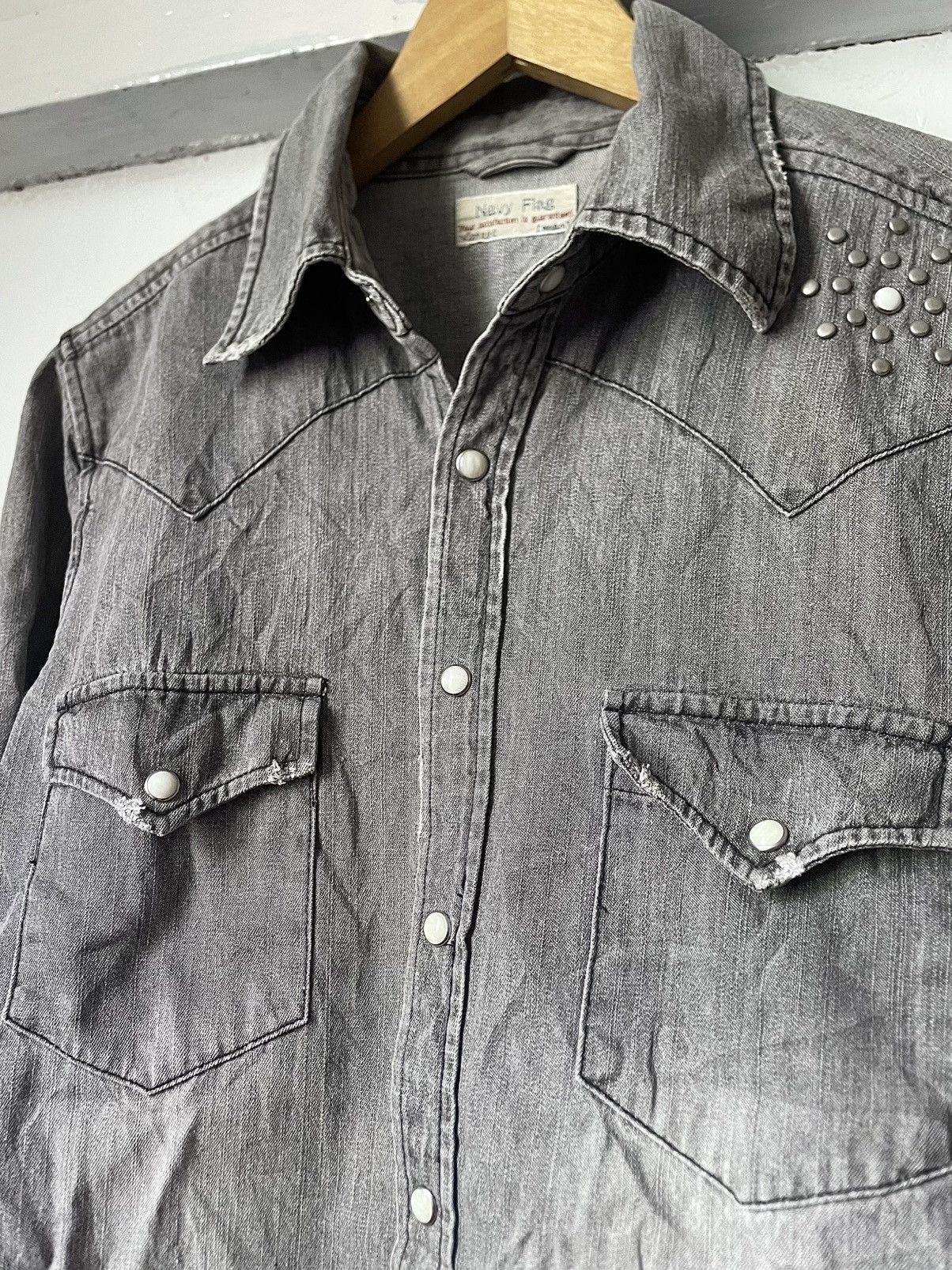 14th Addiction Studded Shirt Navy Flag Goth Grunge Ifsixwasnine Lgb Style Size US M / EU 48-50 / 2 - 2 Thumbnail