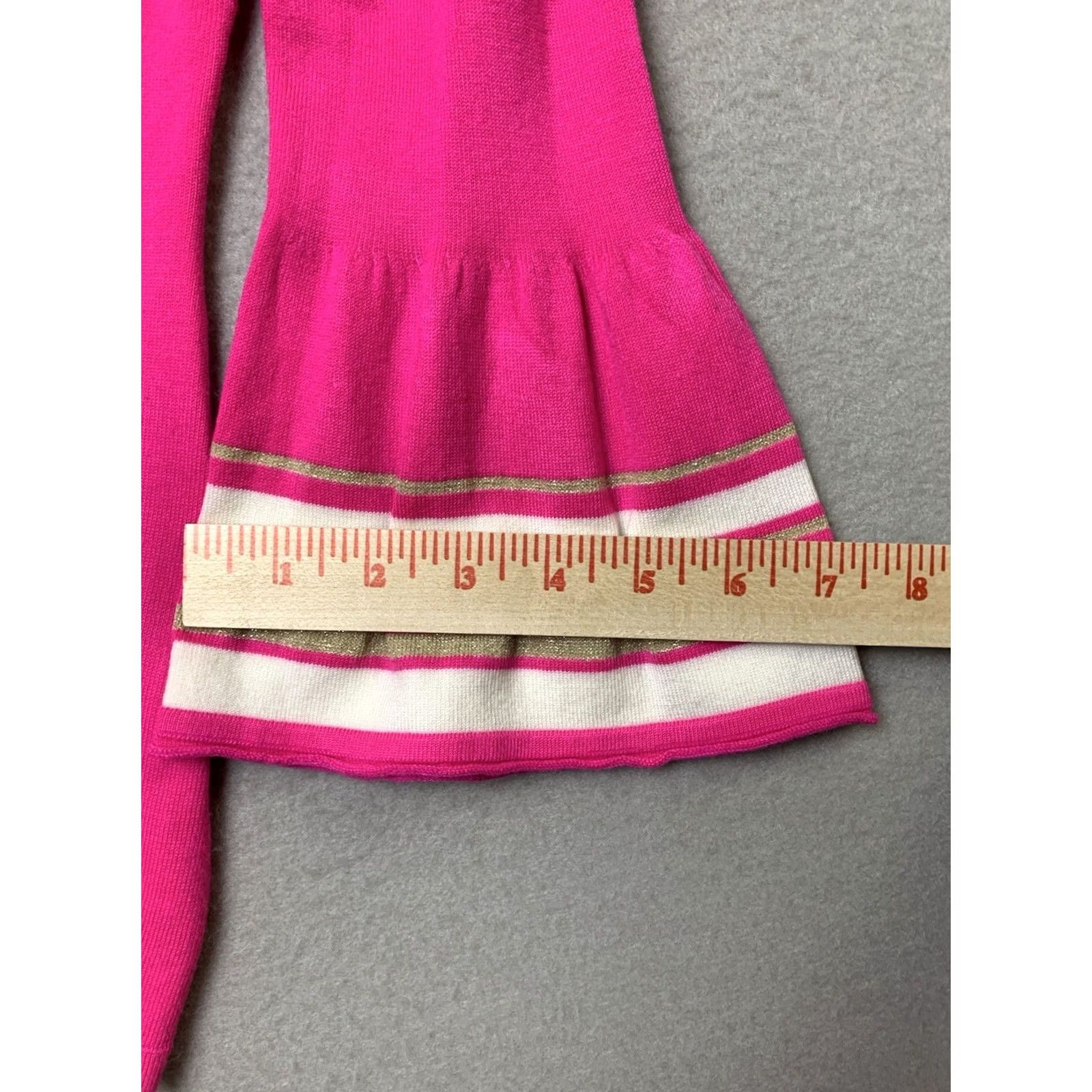 Lilly Pulitzer Lilly Pulitzer Sweater Women's Size S Pink Crew Neck Gold Buttons Striped Cuffs Bohemian Preppy Size S / US 4 / IT 40 - 8 Thumbnail