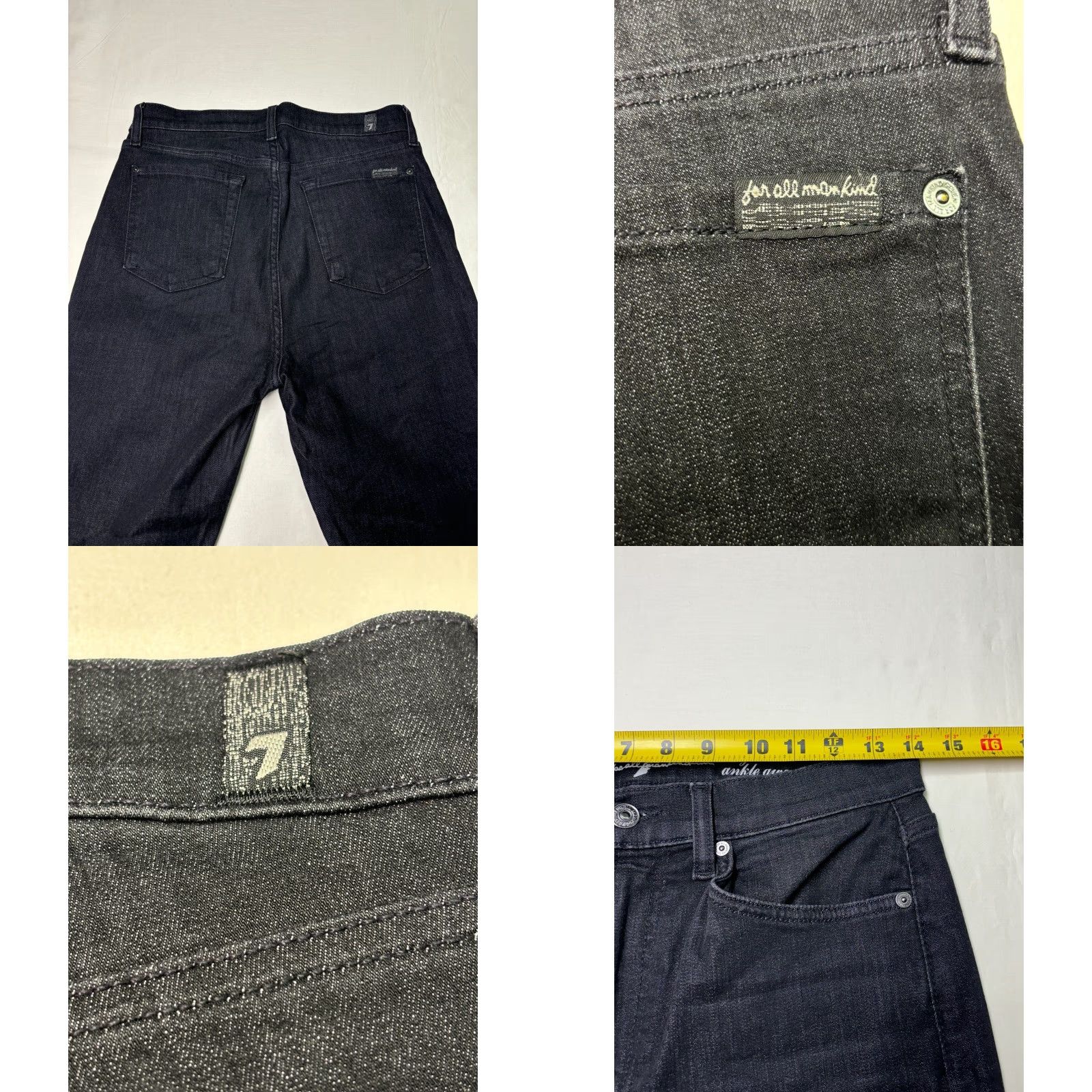 7 For All Mankind VINTAGE? No. Seven For All Mankind Gwenevere High Waist Ankle Black Denim Jeans 28 Size 28" / US 6 / IT 42 - 8 Thumbnail