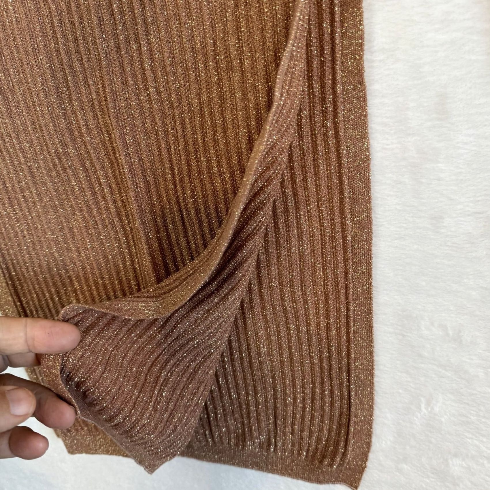 Asos ASOS Tunic Sweater Women’s 6 Brown Copper Sparkle Ribbed Pullover Acrylic W 317 Size M / US 6-8 / IT 42-44 - 4 Thumbnail