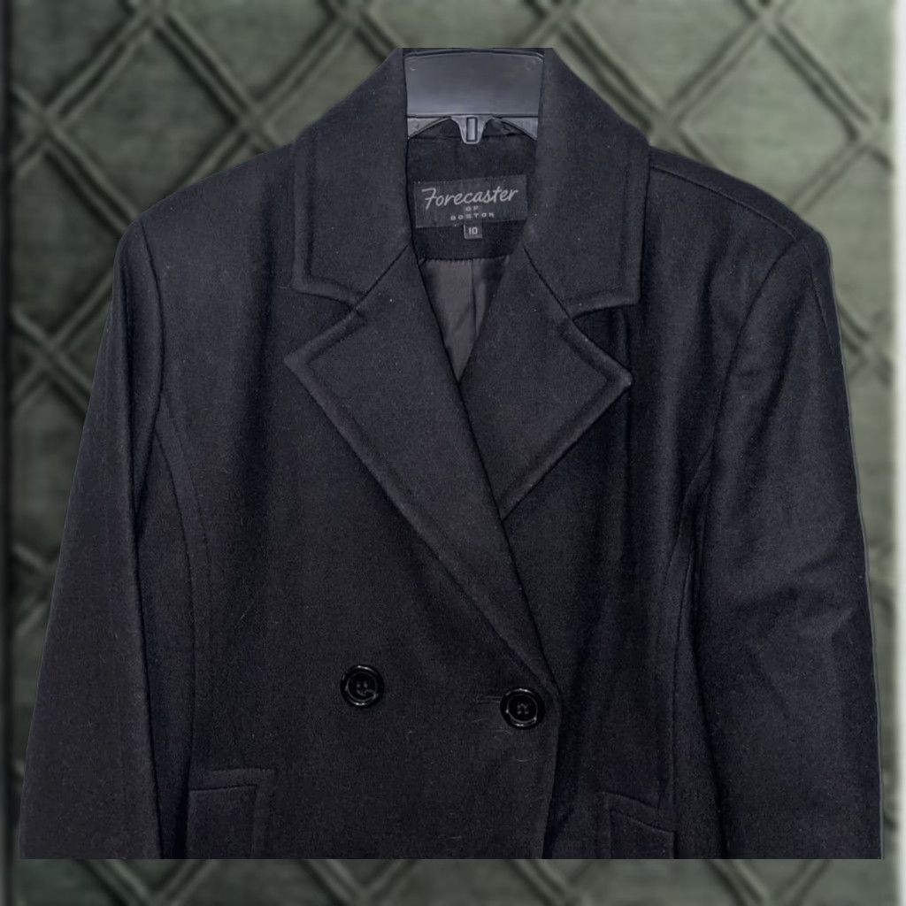 Doublet VINTAGE Forecaster Of Boston Pea Coat Jacket Women 10 Black Wool Double Breasted USA Jacket Size L / US 10 / IT 46 - 1 Thumbnail