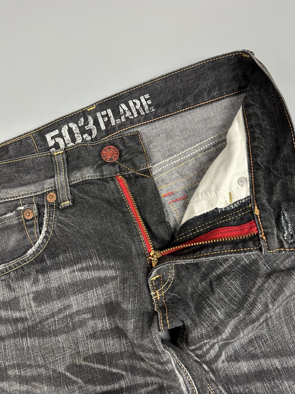 Edwin × Japanese Brand 🔥Nice🔥Vintage Edwin 503 Whiskered Flare Denim Size US 31 - 8 Thumbnail