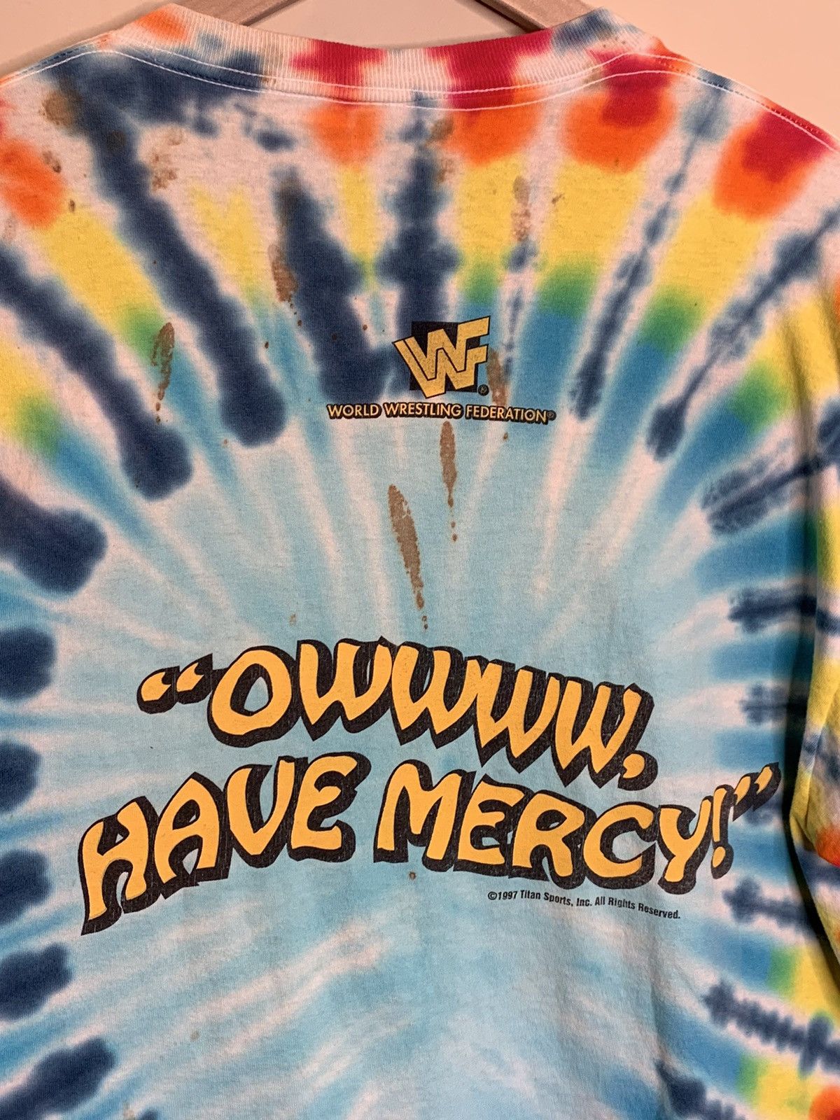 Vintage × WWE × WWF RARE Vintage 1997 Dude Love Mick Foley WWF WWE Tie Dye Shirt Size US XL / EU 56 / 4 - 4 Thumbnail