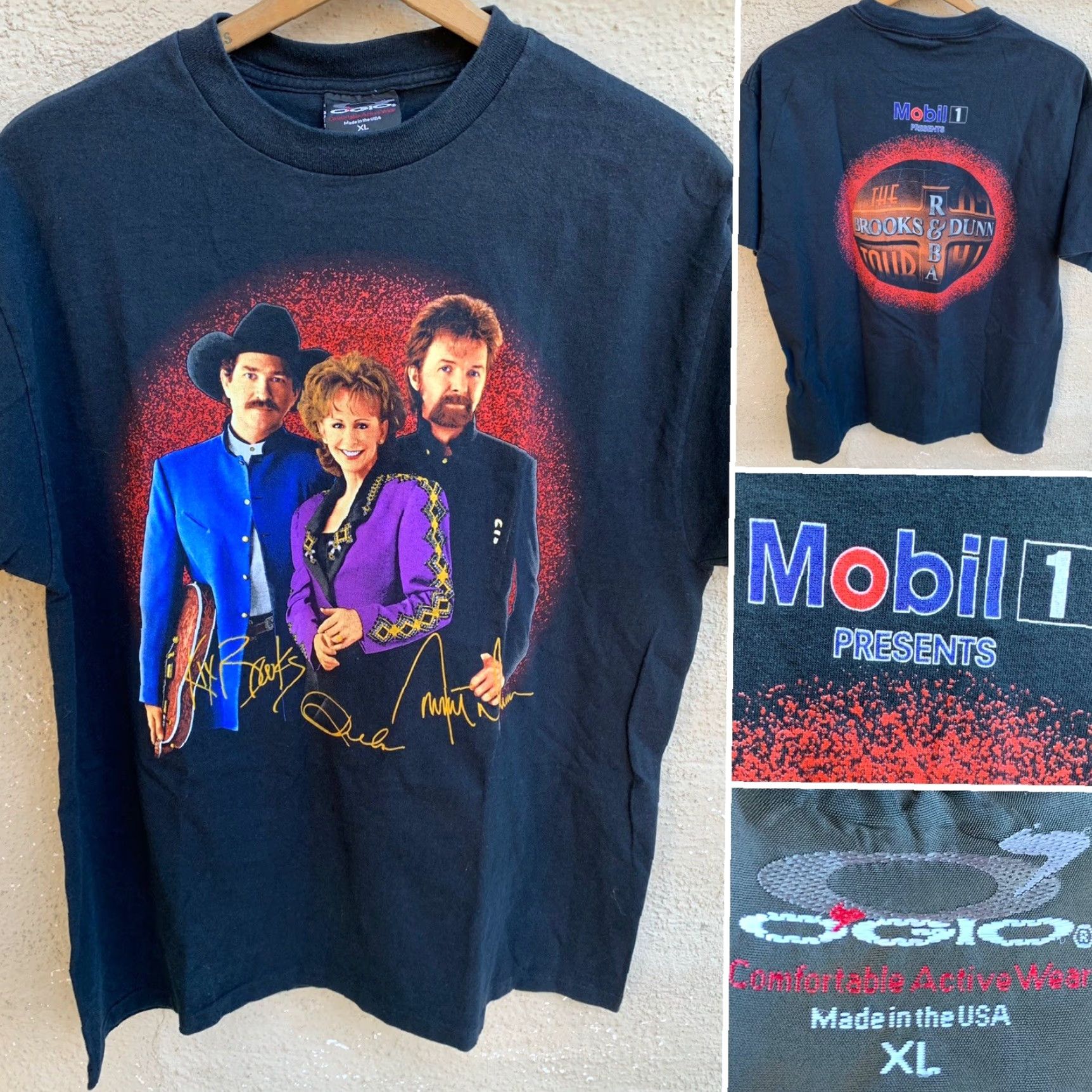 Vintage VINTAGE Mobil 1 Presents The Brook & Dunn & Reba tour t-shirt XL Short Sleeve Men Black Graphic Tee 1990s Concert 1997 Size US XL / EU 56 / 4 - 2 Thumbnail