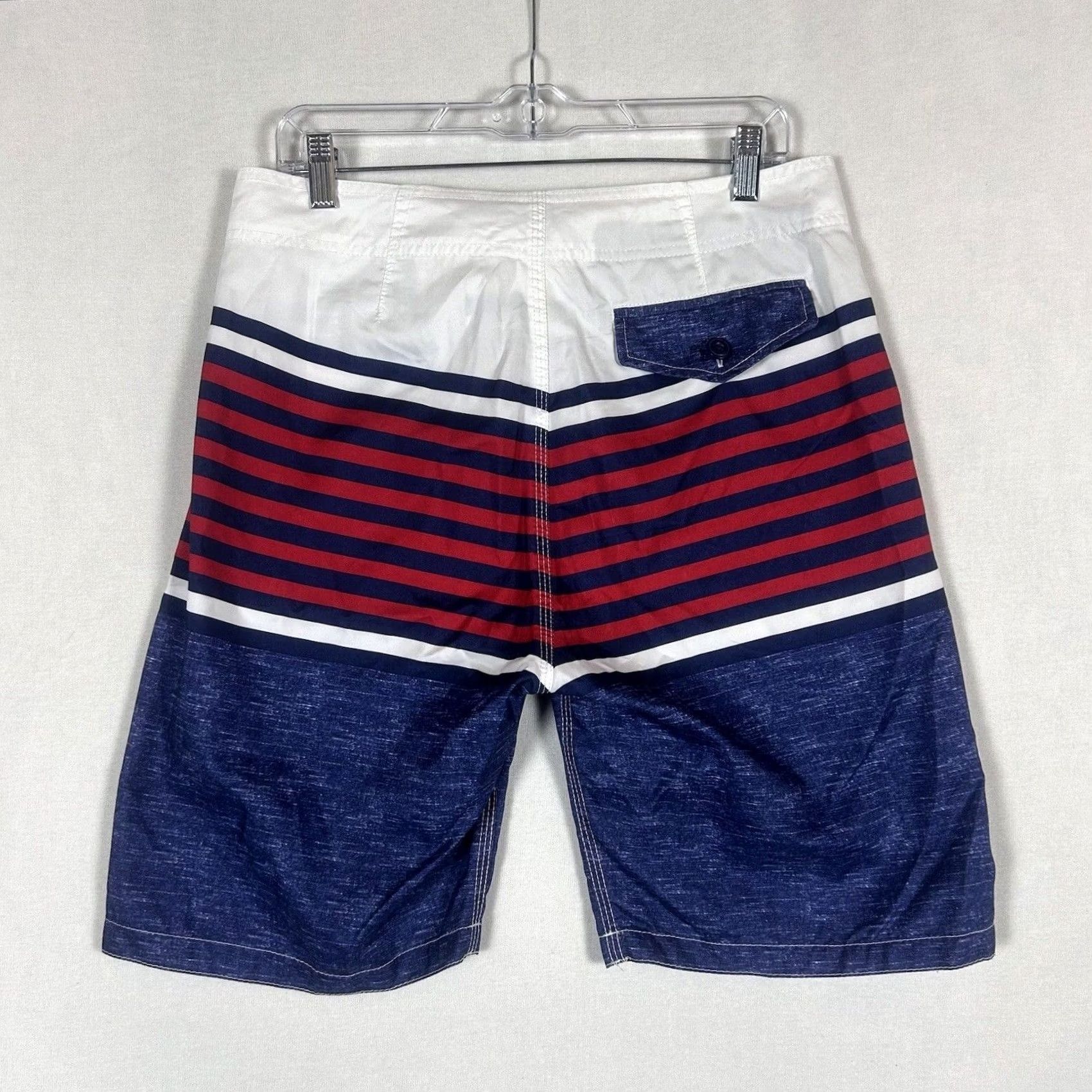 Old Navy Old Navy Board Shorts Swim Trunks Mens Medium Striped Multicolor Red White Blue Size US 31 - 7 Thumbnail