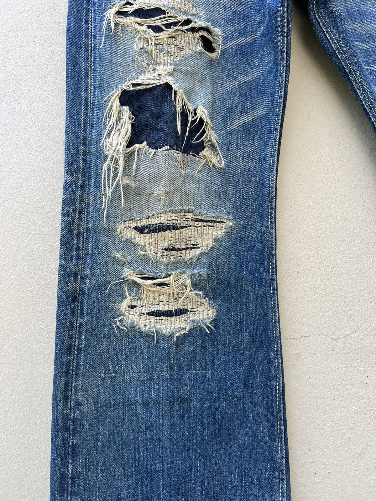 Sugar Cane Vintage Sugar Cane Japan Distress Mud Denim Selvedge Jeans Size US 30 / EU 46 - 9 Thumbnail