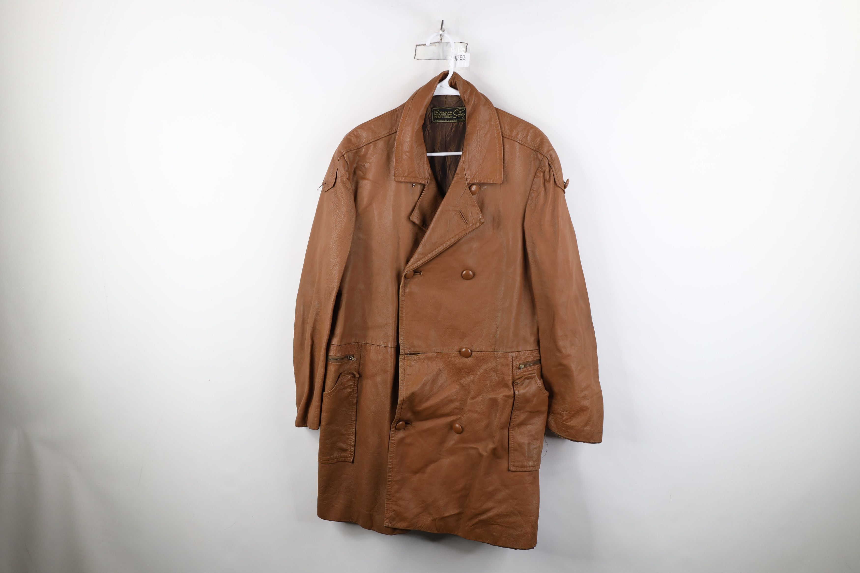 Vintage Vintage 70s Streetwear Breasted Leather Jacket Pimp Brown Size US L / EU 52-54 / 3 - 1 Thumbnail