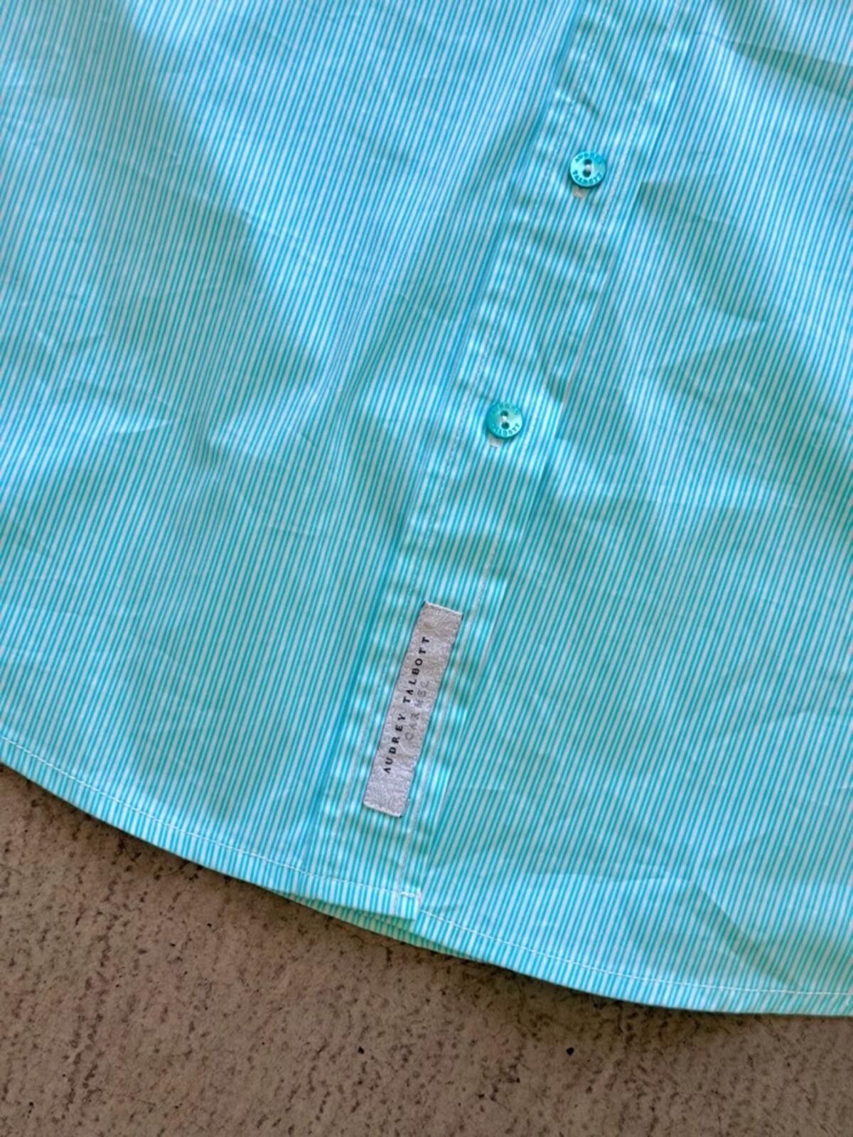 Robert Talbott Audrey Talbott / Striped Button Down Shirt / Blue White Size XS / US 0-2 / IT 36-38 - 6 Thumbnail
