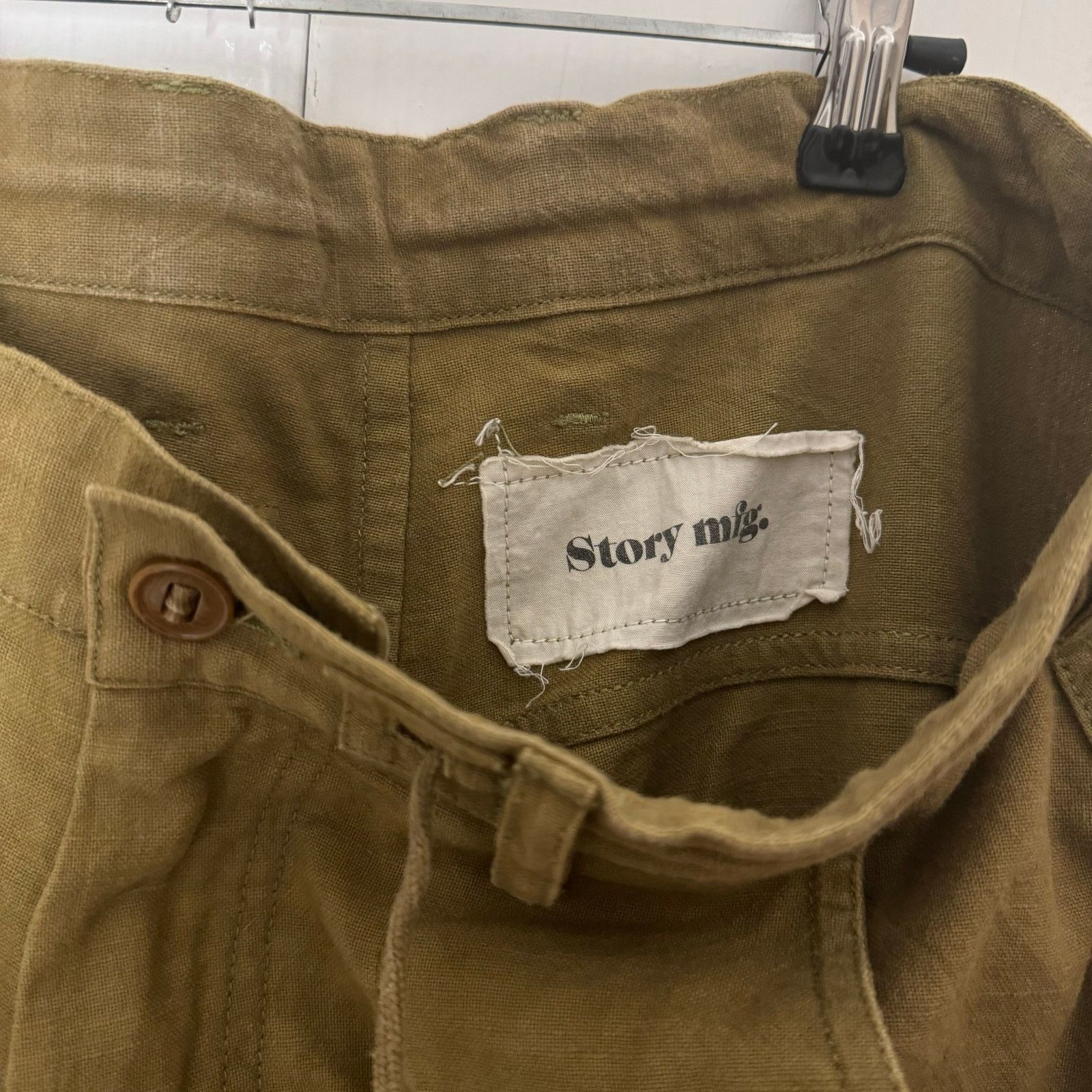 Story Mfg. STORY MFG. Forager Cargo Cotton Trousers Green Sz Small/32 Size US 32 / EU 48 - 4 Thumbnail