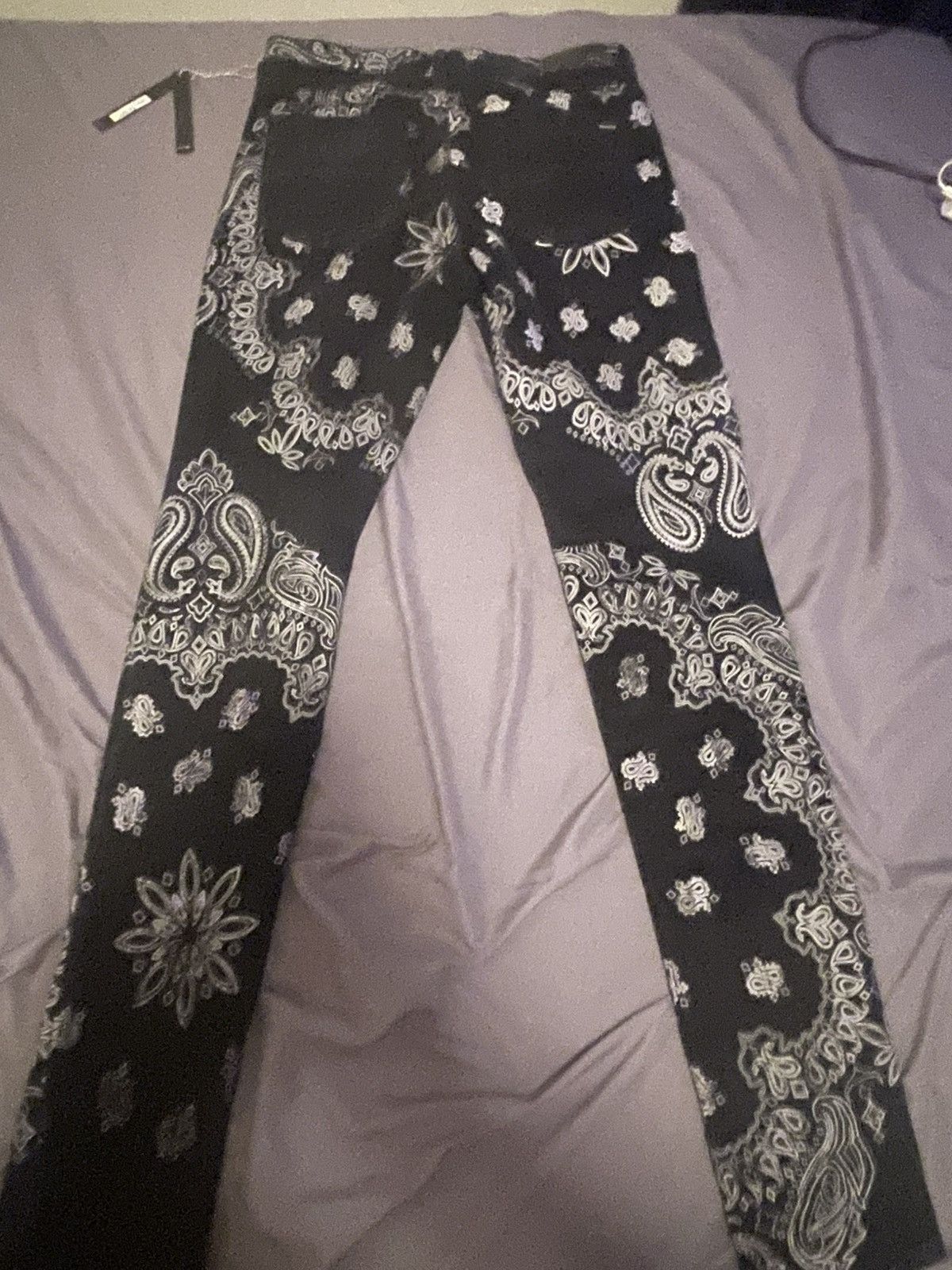 Amiri Black Paisley Bandana Jeans