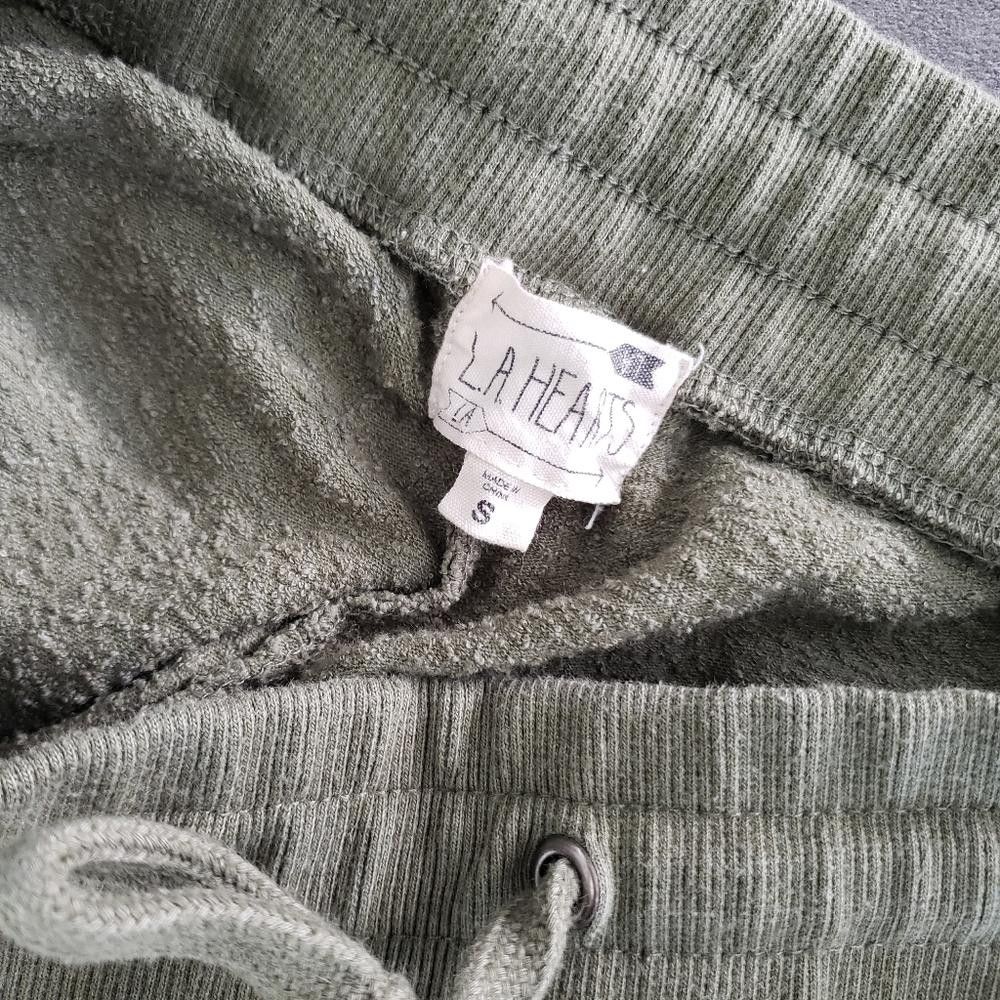Designer Olive Zipper Detailed LA Hearts Cropped Sweats Size 28" / US 6 / IT 42 - 4 Thumbnail