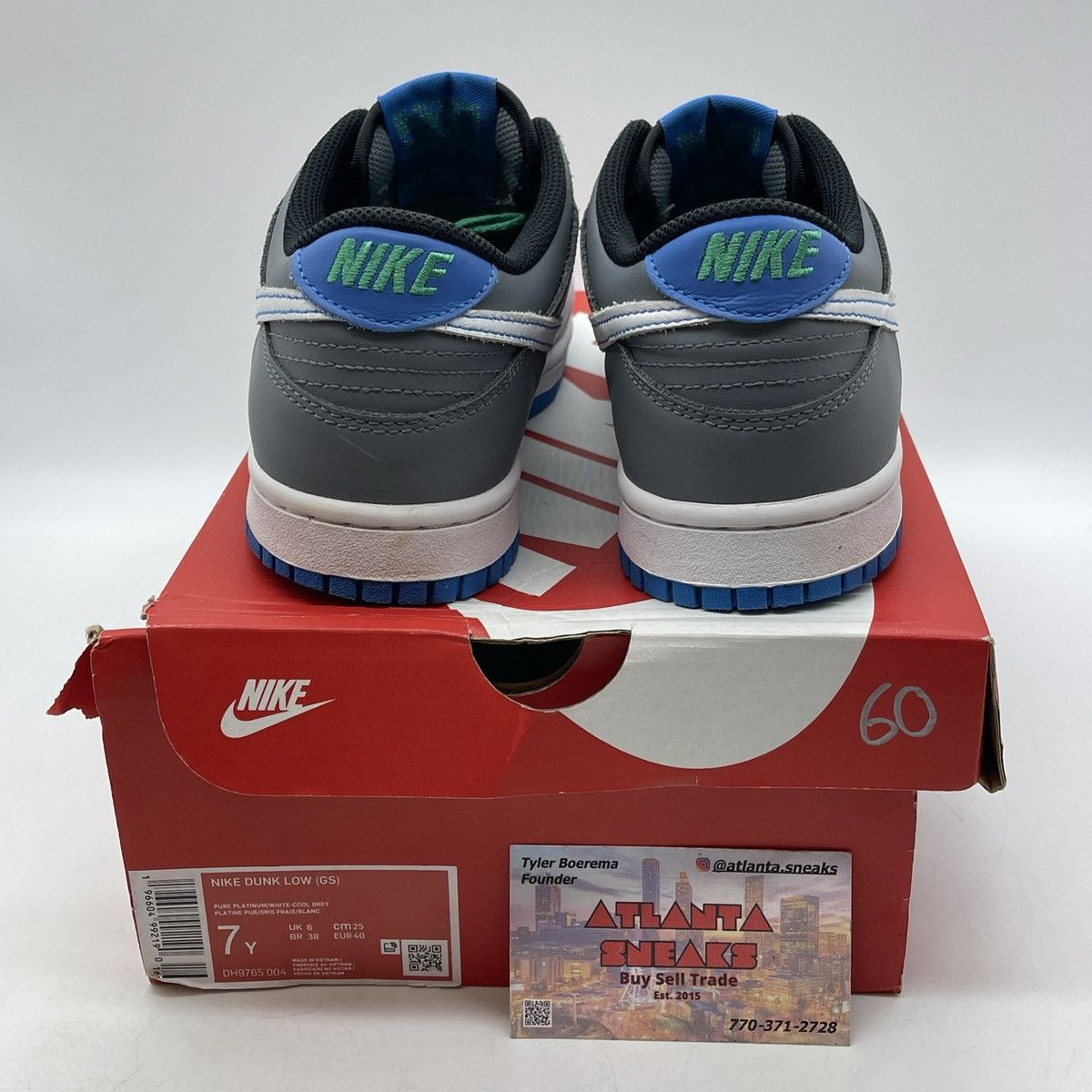 Nike Dunk low gs pure platinum photo blue Size US 7 / EU 40 - 3 Thumbnail