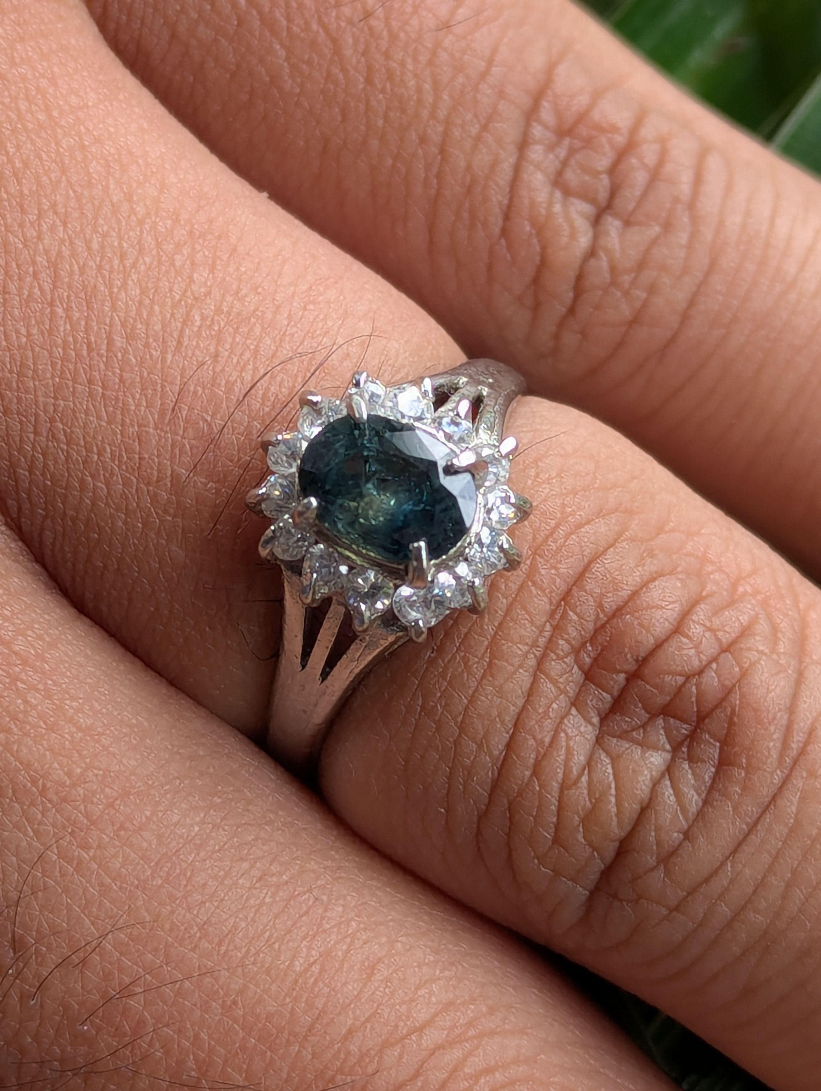 Sterling Silver 925 Sterling Silver Ring with Black/Silver Diamond Size ONE SIZE - 3 Thumbnail