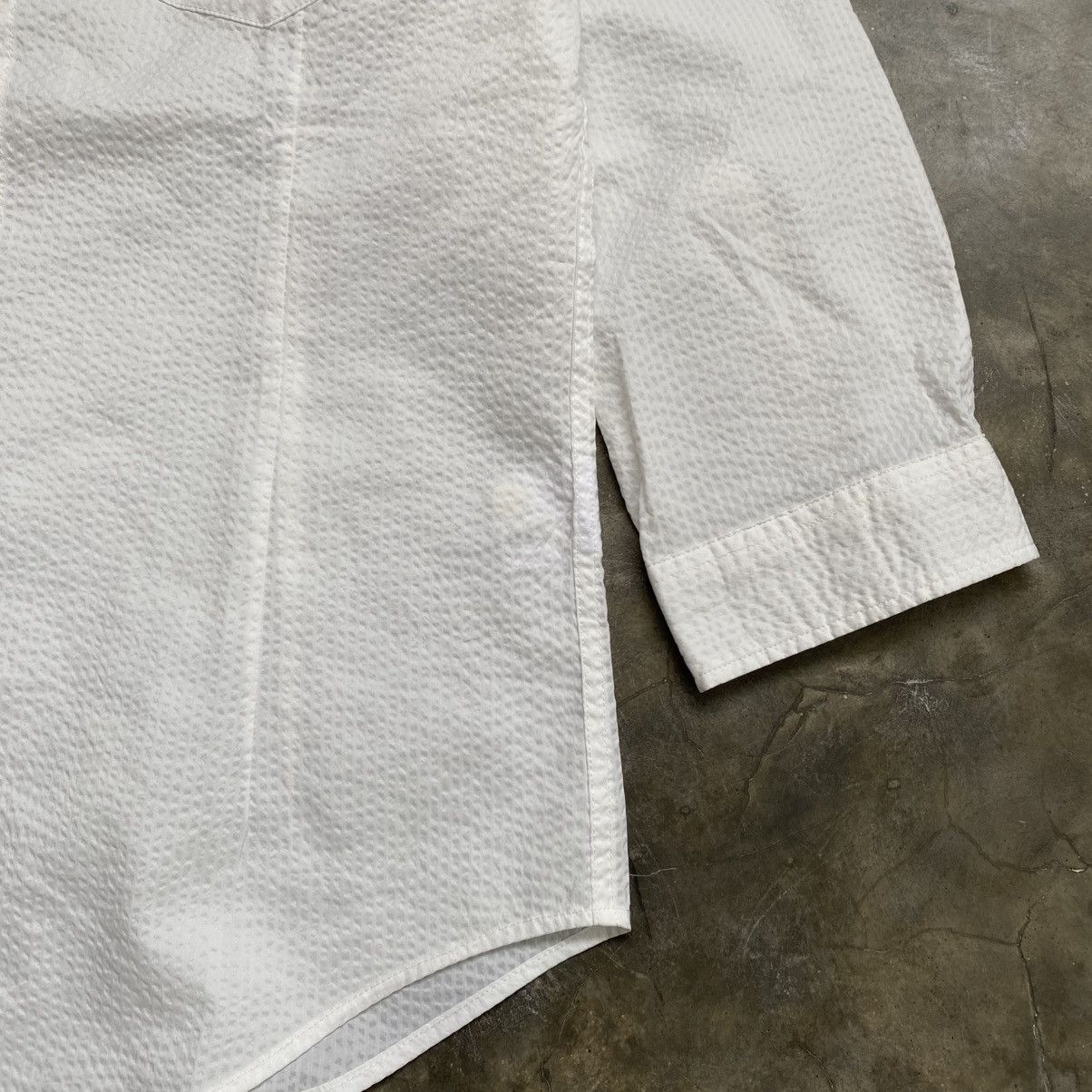 Tornado Mart Zero By Tornado Mart White Seersucker Button Up Shirt Size US M / EU 48-50 / 2 - 4 Thumbnail