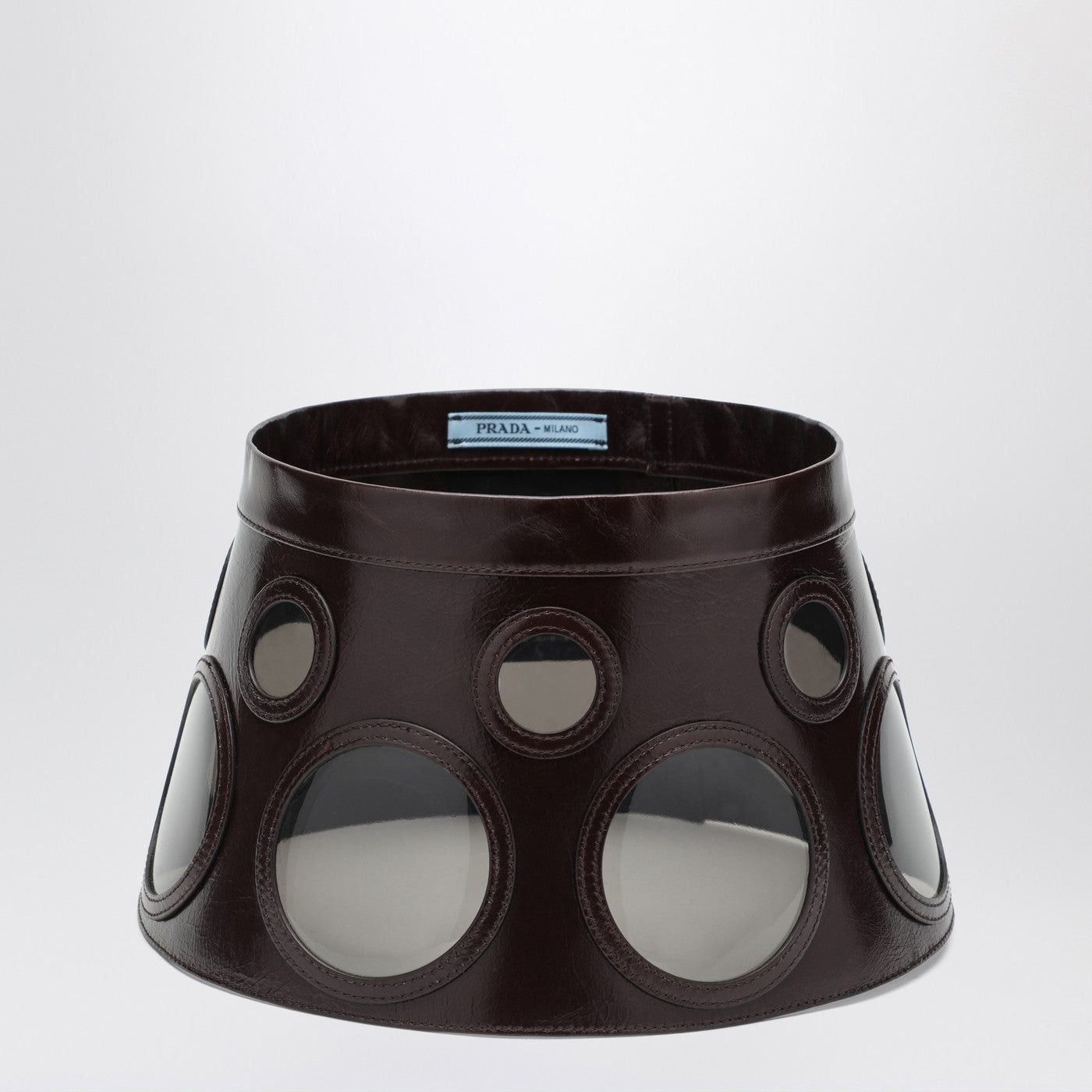 Prada Prada Visor Brown In Leather And Plexiglass Size ONE SIZE - 1 Thumbnail