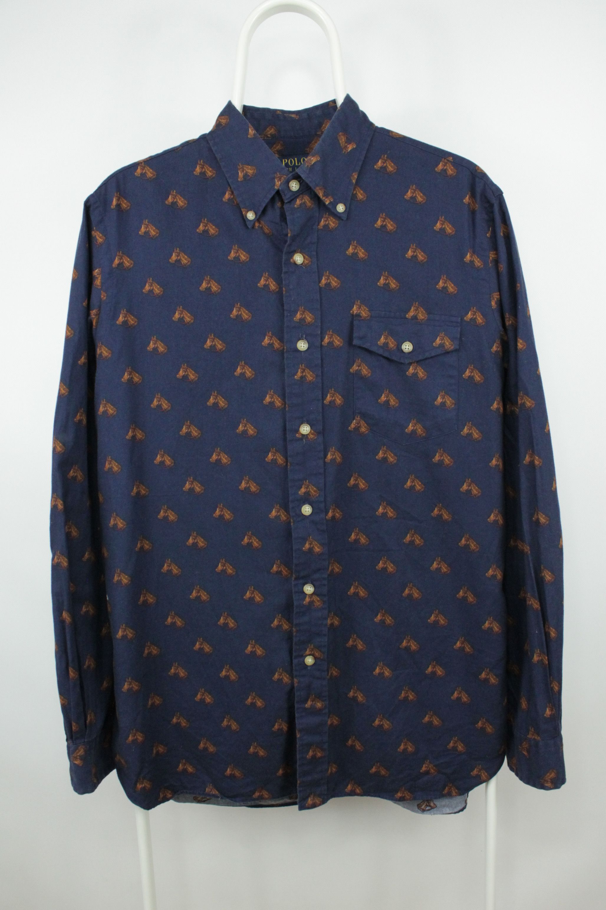 Polo Ralph Lauren × Ralph Lauren Polo Ralph Lauren Monogram Horse Blue Flannel Shirt Size US M / EU 48-50 / 2 - 1 Thumbnail