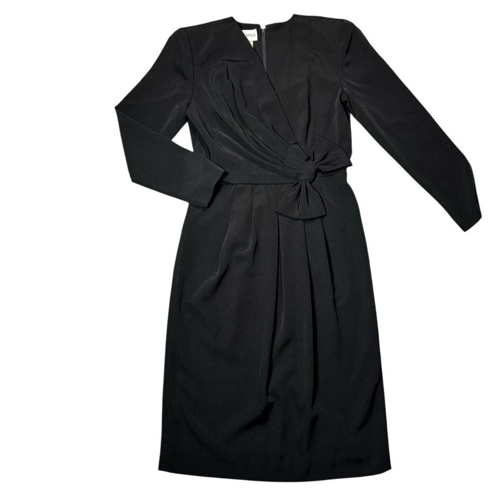 Other Vintage Joan Leslie Black Long Sleeve V-Neck Side Bow Detai Size L / US 10 / IT 46 - 2 Thumbnail