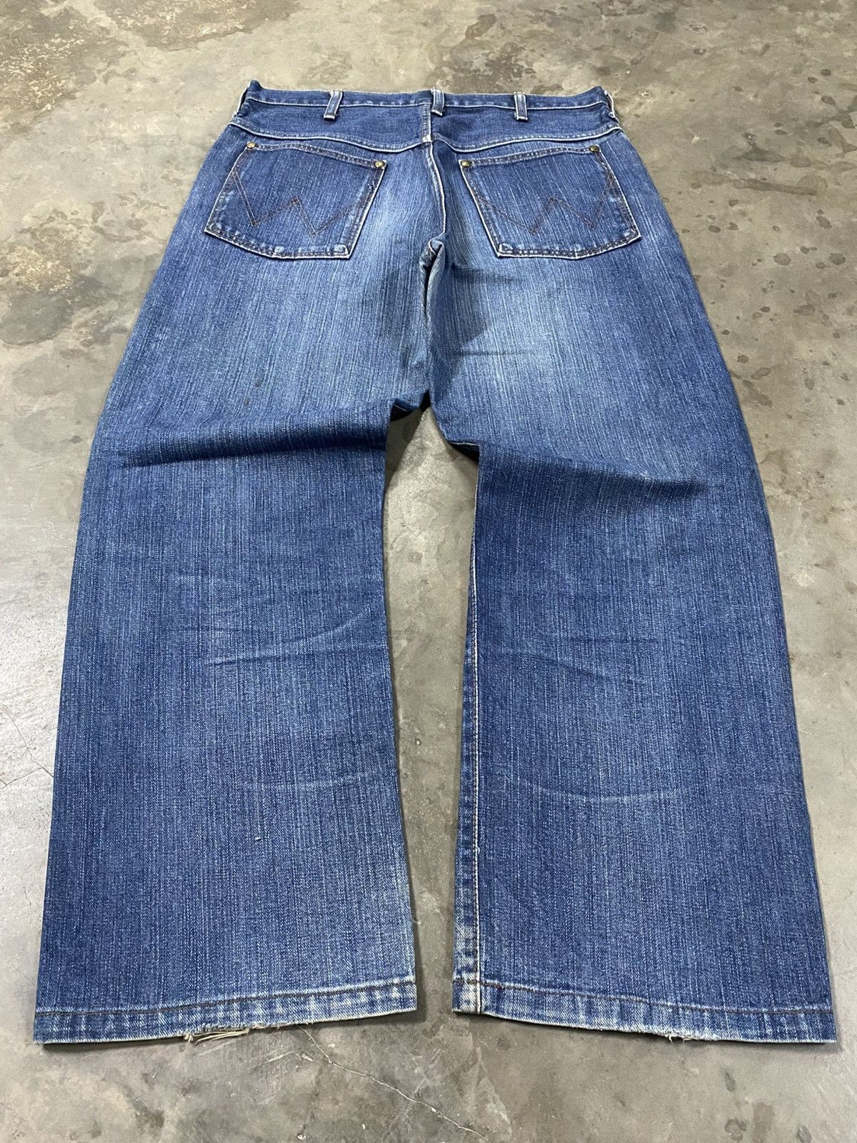 Jean × Vintage × Wrangler Vintage Wrangler Selvedge Washed Blue Distressed @271 Size US 33 - 1 Thumbnail