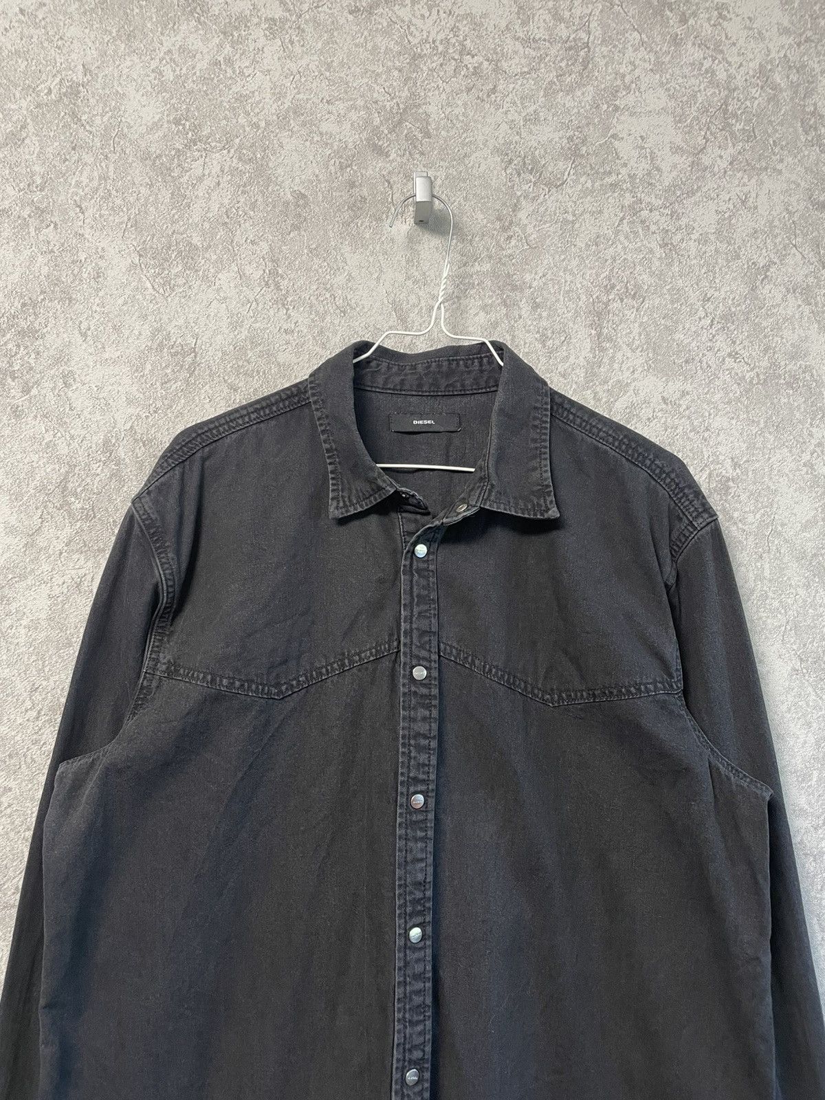 Diesel Diesel Black Denim Jeans Long Sleeve Shirt Button Ups Size US XL / EU 56 / 4 - 2 Thumbnail