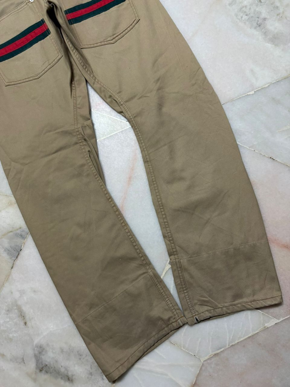 Tornado Mart 💥Insane💥Vintage Doublefocus Zipper Punk Jeans Beige Size US 31 - 17 Thumbnail