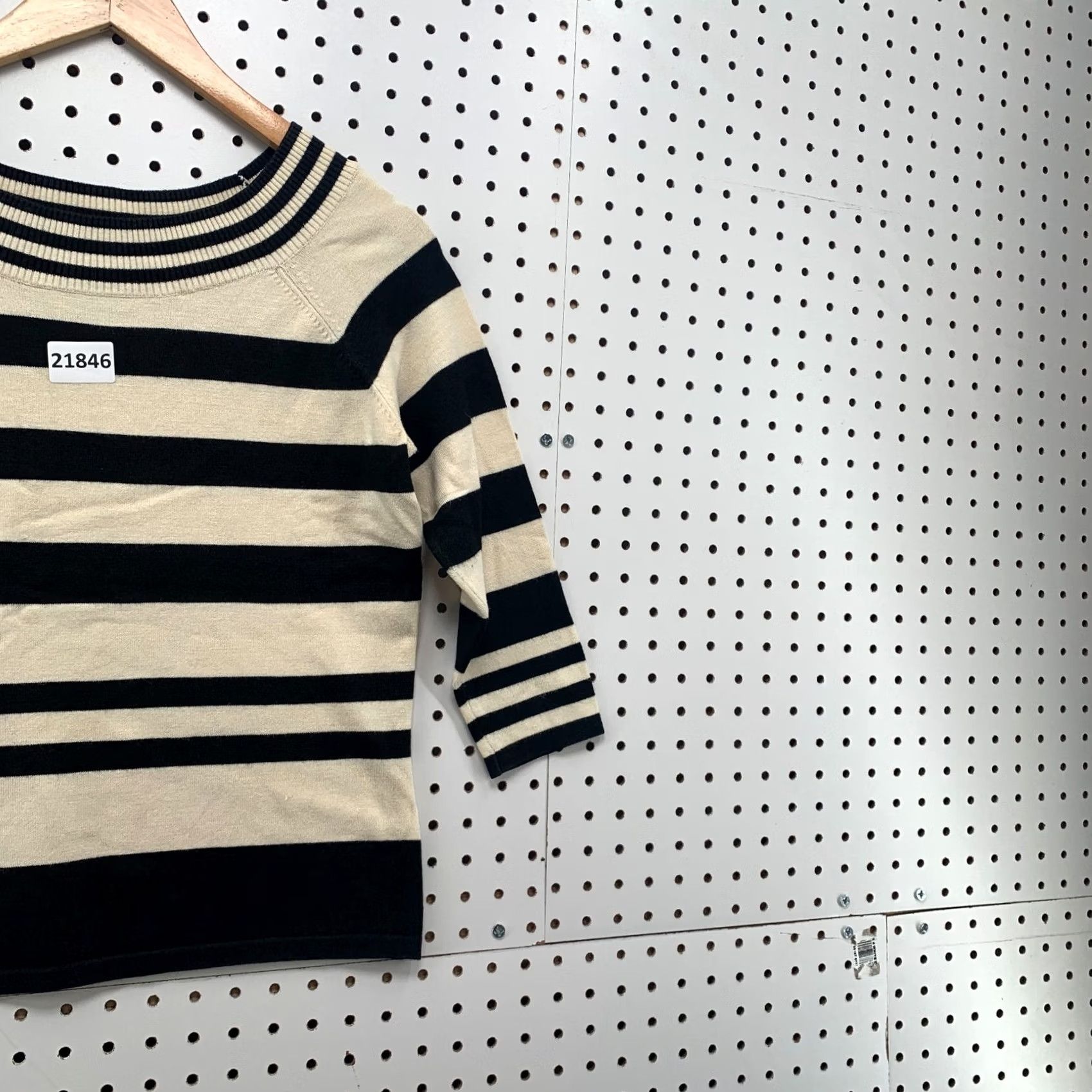 Vintage Style & Co. Collection Petite Striped Top Womens PS Black Silk Blend Shirt Size S / US 4 / IT 40 - 4 Thumbnail