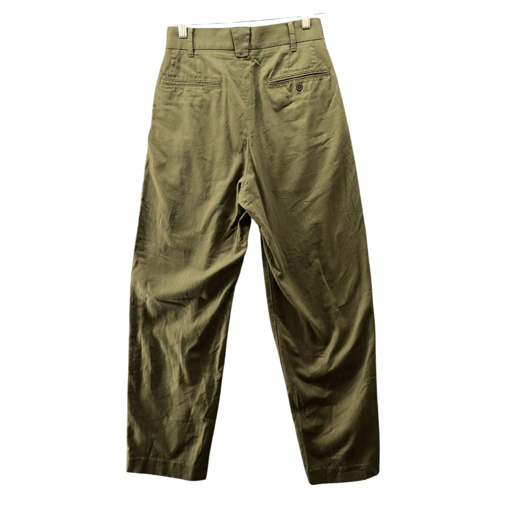 Uniqlo Uniqlo Ines De La Fressange Cotton Wide Leg Pants Womens 0 Army Green High Rise Chino Twill Pockets Relaxed Size 25" / US 0 / IT 36 - 2 Thumbnail