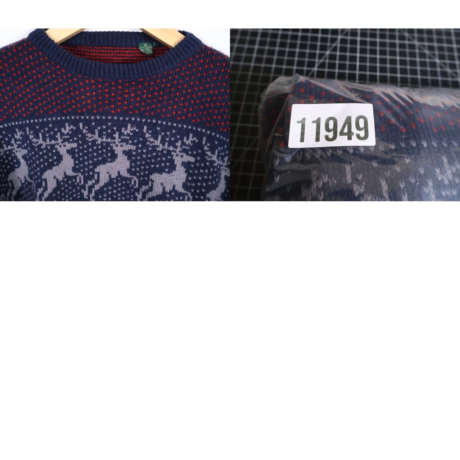 Vintage VINTAGE Men's XL Dark Red Blue Birdseye Sweater Crewneck Knit Reindeer Motif 90s Size US XL / EU 56 / 4 - 9 Thumbnail