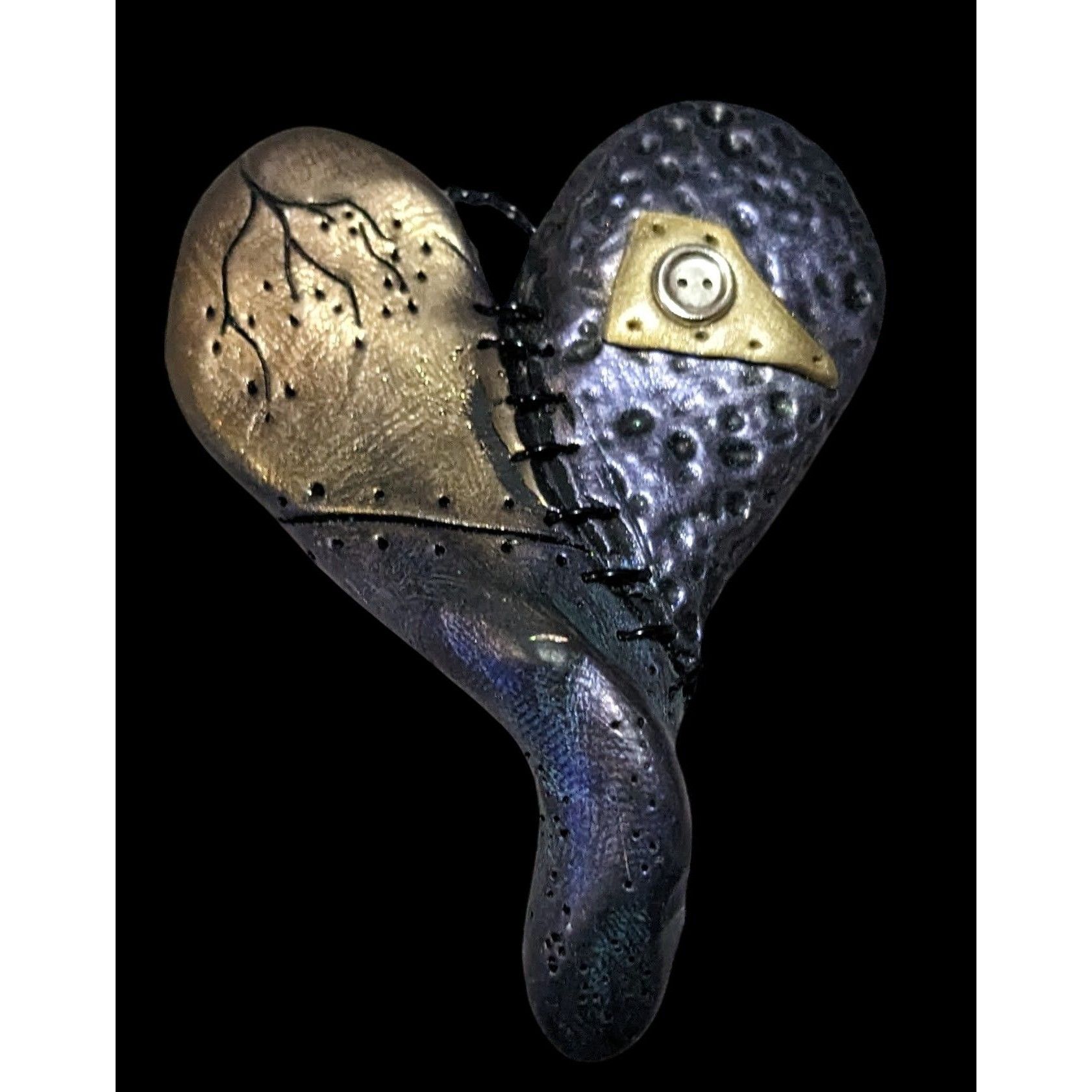 Handmade Gothic Handmade Patchwork Heart Metallic Pendant Size ONE SIZE - 1 Thumbnail