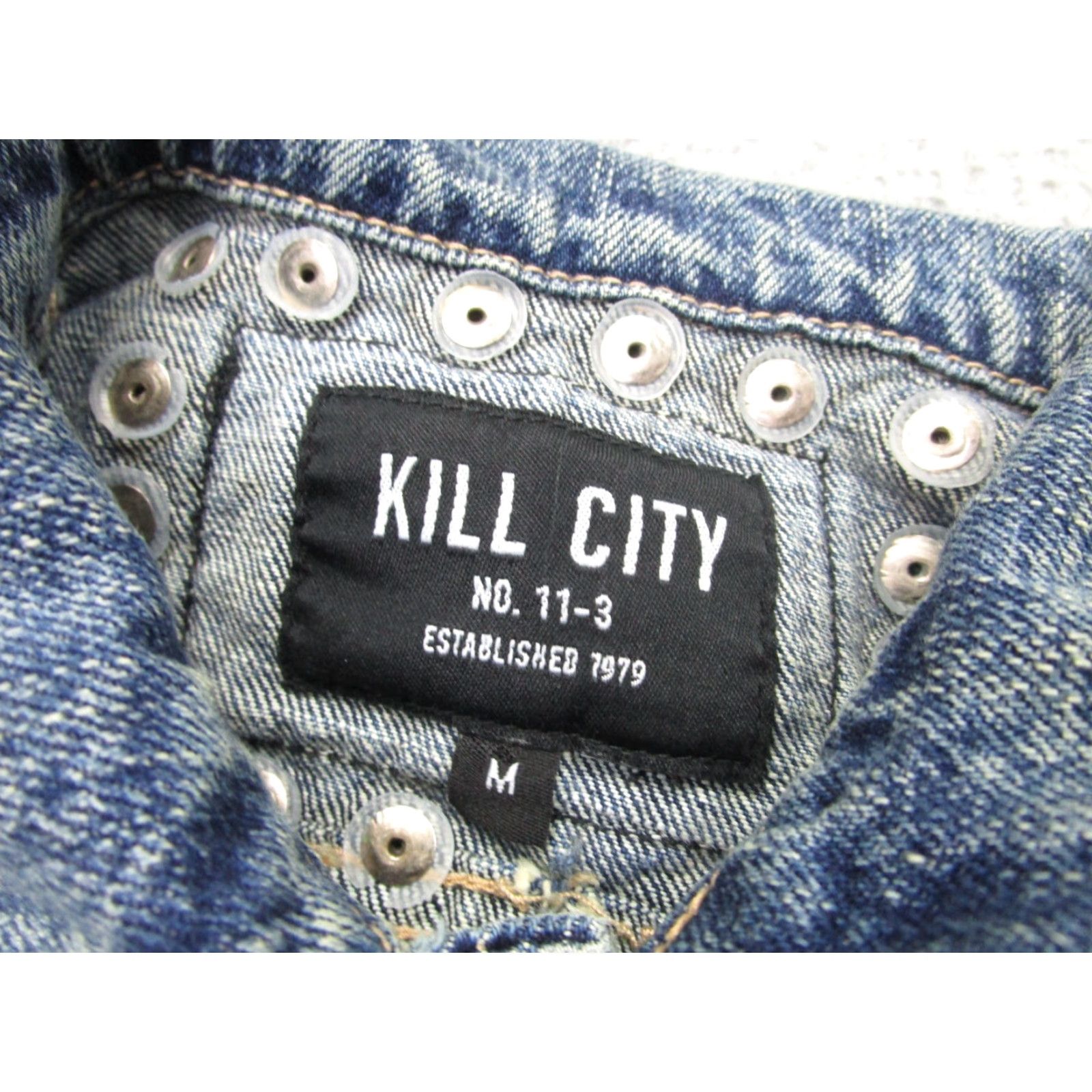 Denime Kill City Vest Womens M Blue Denim Sleeveless Jacket Jean Studded Punk Goth Size 32" / US 10 / IT 46 - 5 Thumbnail