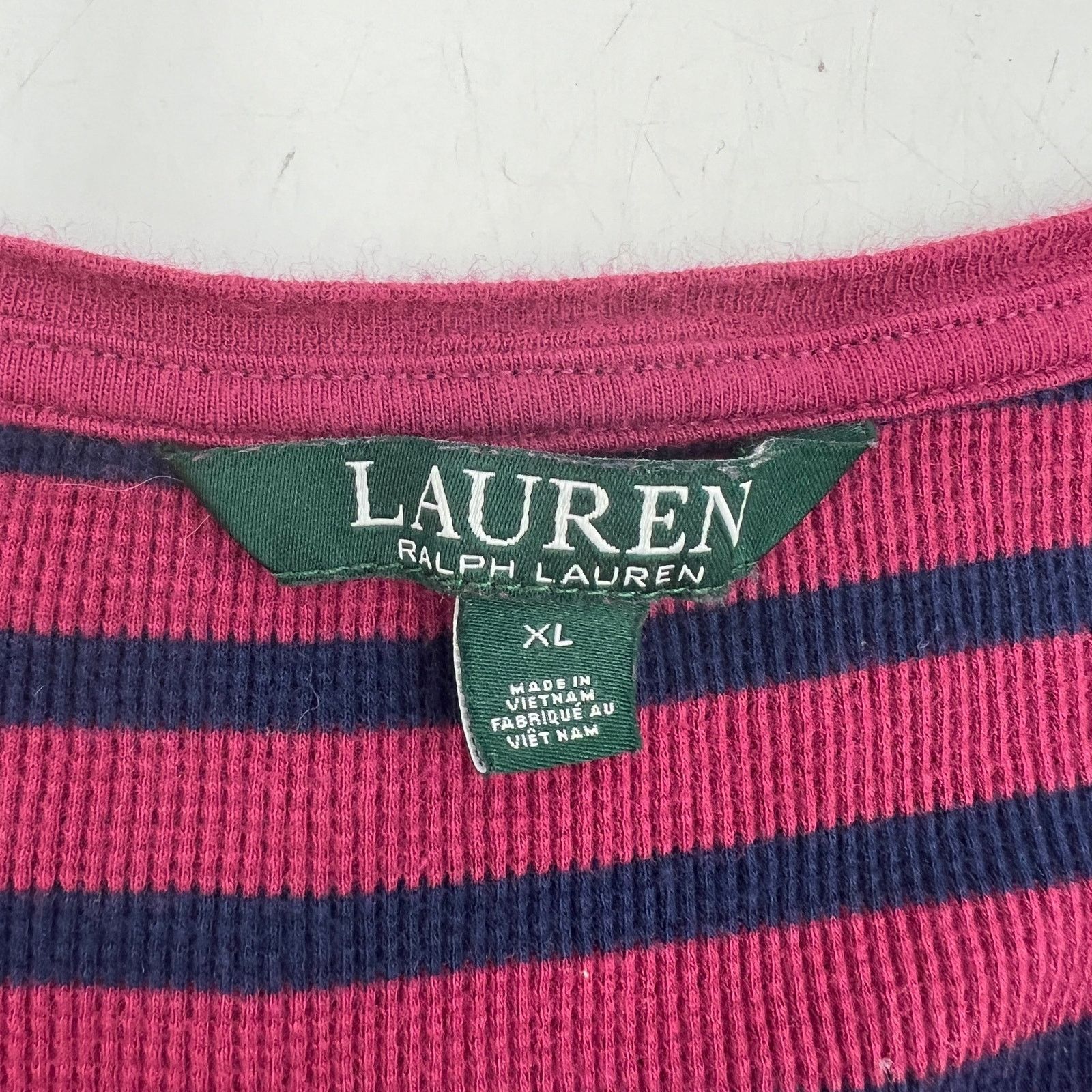 Lauren Ralph Lauren Lauren Ralph Lauren Stripe Waffle Knit Maxi Dress Red Cotton Size XL / US 12-14 / IT 48-50 - 3 Thumbnail