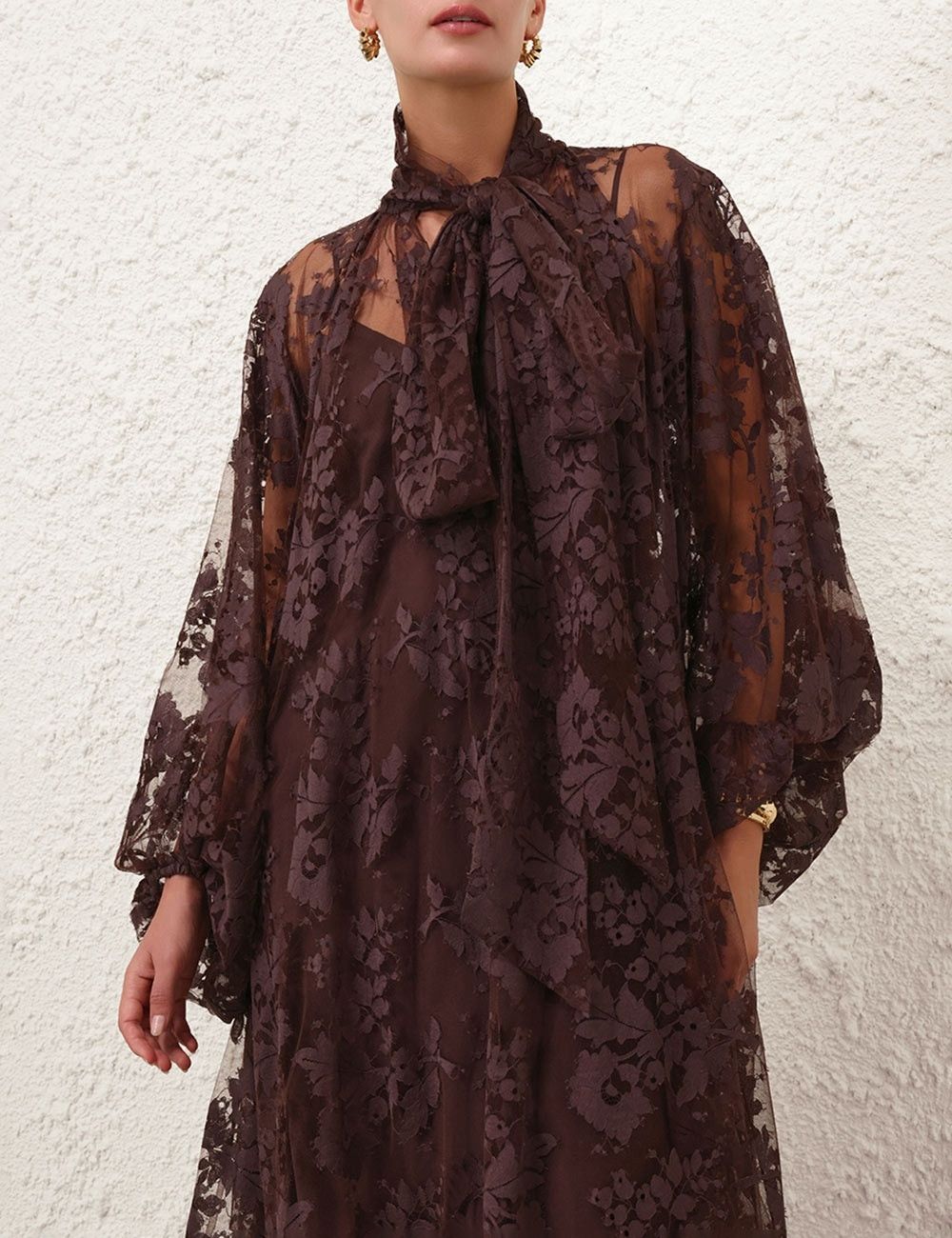 Zimmermann oc11z0725 Illustration Lace Gown in Brown Size XS / US 0-2 / IT 36-38 - 5 Thumbnail